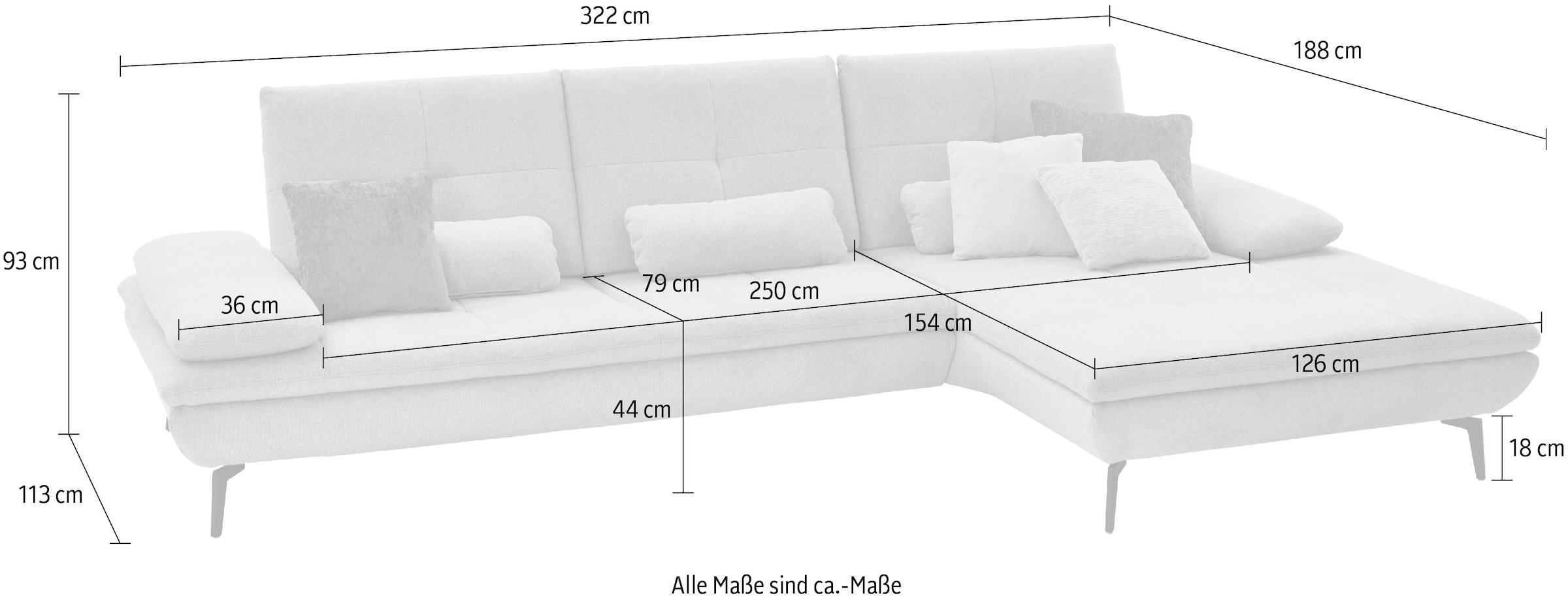 Die PlanBar Ecksofa »MP-IN23002 L-Form«, (Set, 2 St.), wahlweise mit Armteil- und Sitztiefenverstellung