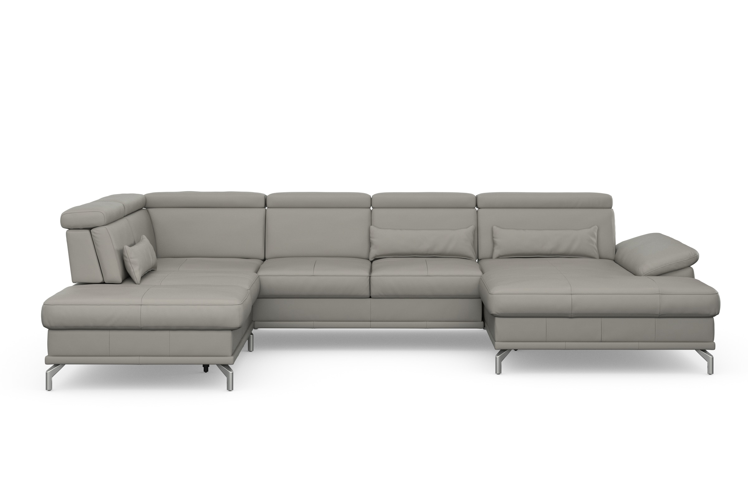 sit&more Wohnlandschaft »Cabrio U-Form, mit Sitztiefenverstellung, Arm- und Kopfteilverstellung«, 3 Nierenkissen, Federkern, optional Bettfunktion und Stauraum