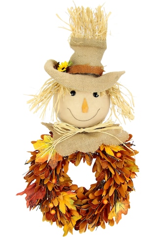 Kunstkranz »Herbstmännchen mit Hut, Kragen und künstlichem Ahorn Laub«