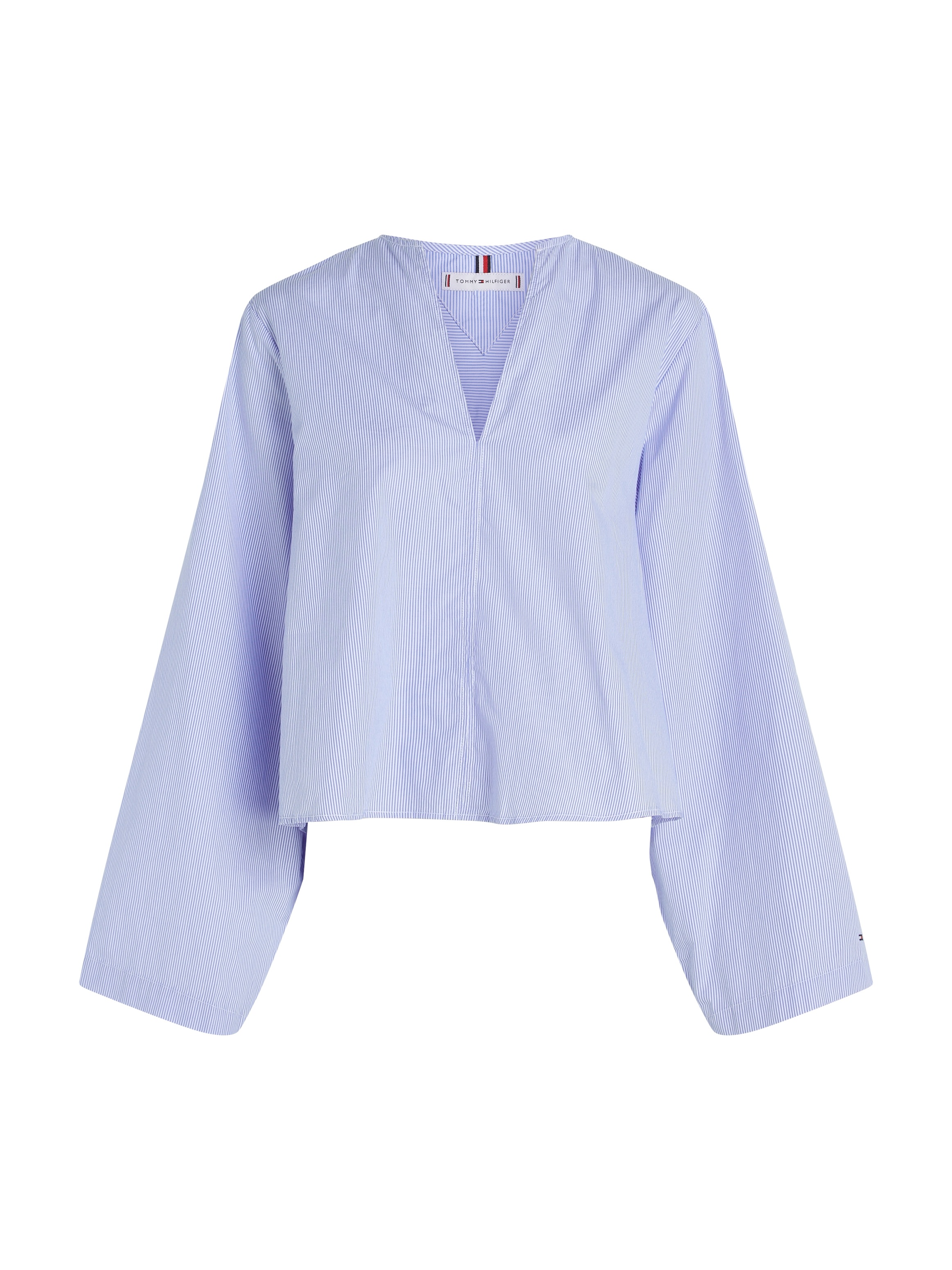Tommy Hilfiger Hemdbluse »COTTON STP V-NECK BLOUSE«, mit Logostickerei