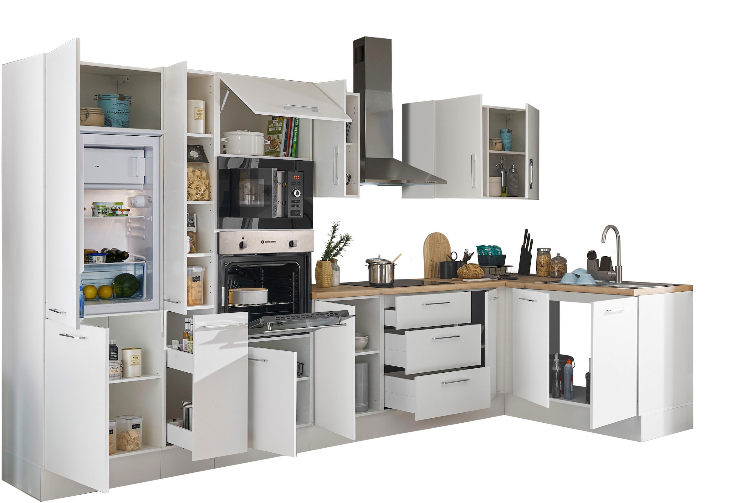 BASIC by Balculina Winkelküche »Turin« Stellbreite 360x175 cm, wahlweise mit E-Geräten