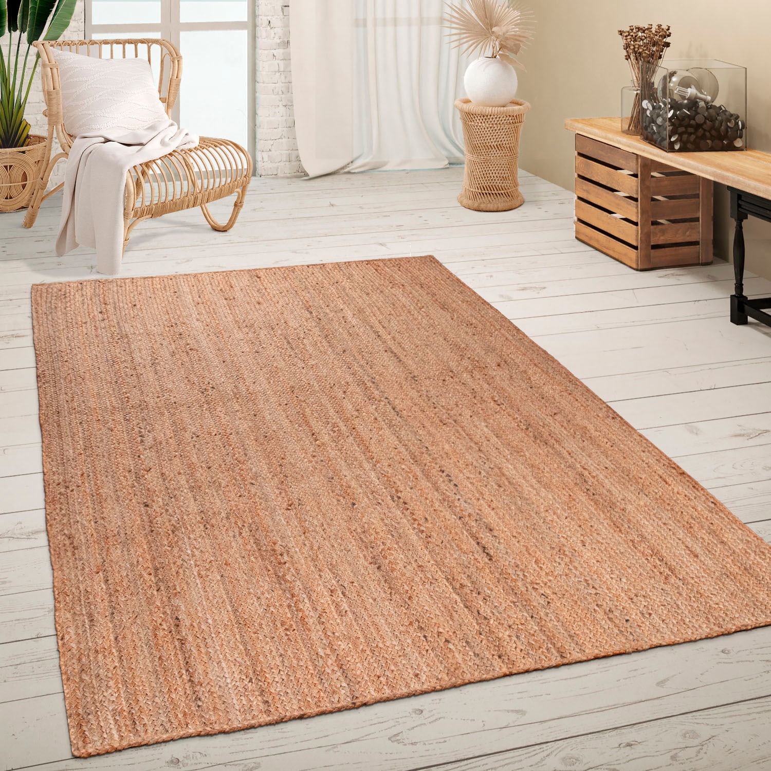 Paco Home Teppich »Skive 686«, rechteckig, 13 mm Höhe, Wendeteppich, handgeflochten, Naturfaser, Boho-Style, auch als Läufer