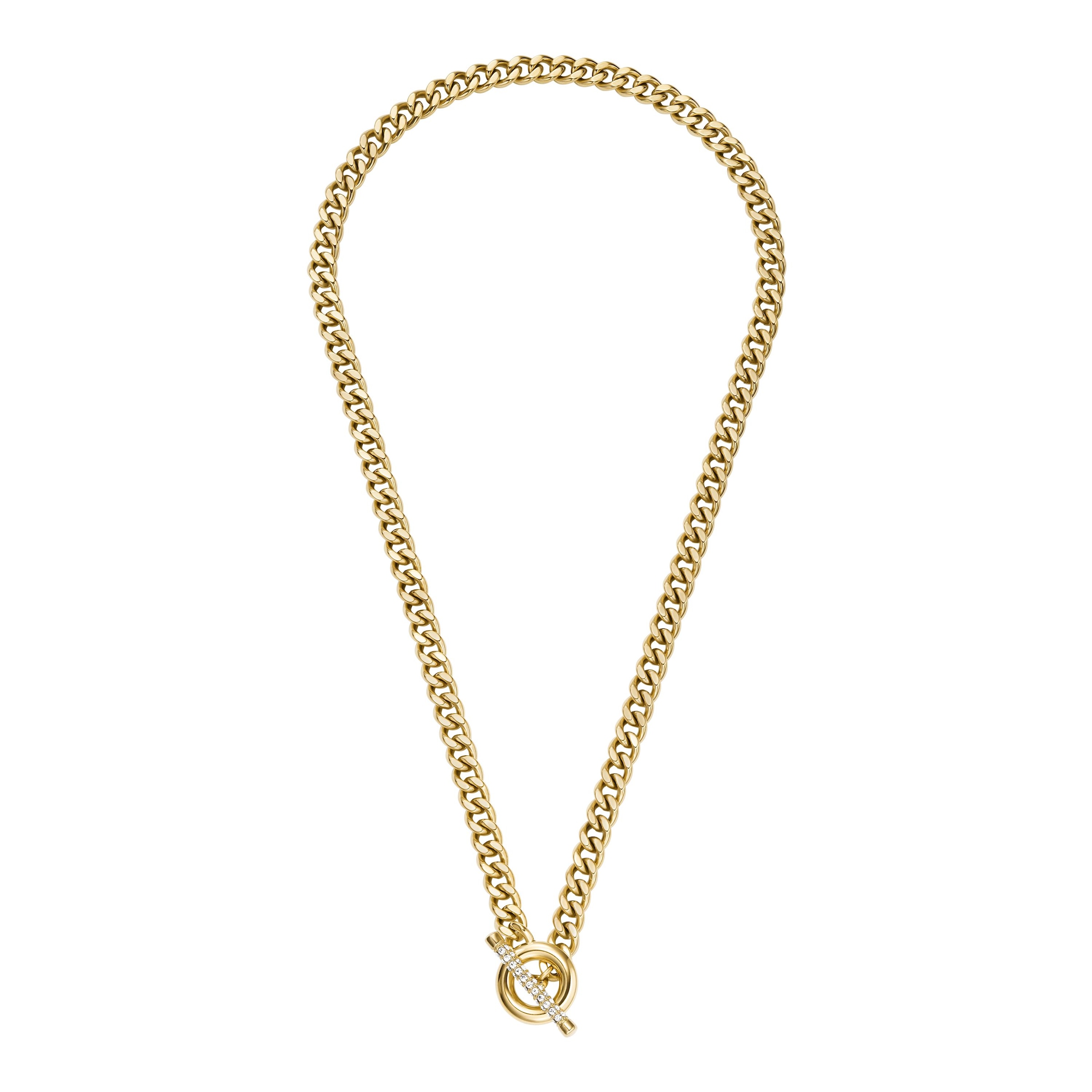 Fossil Kette ohne Anhänger »Schmuck Geschenk Edelstahl CARLIE T-BAR« mit Glasstein