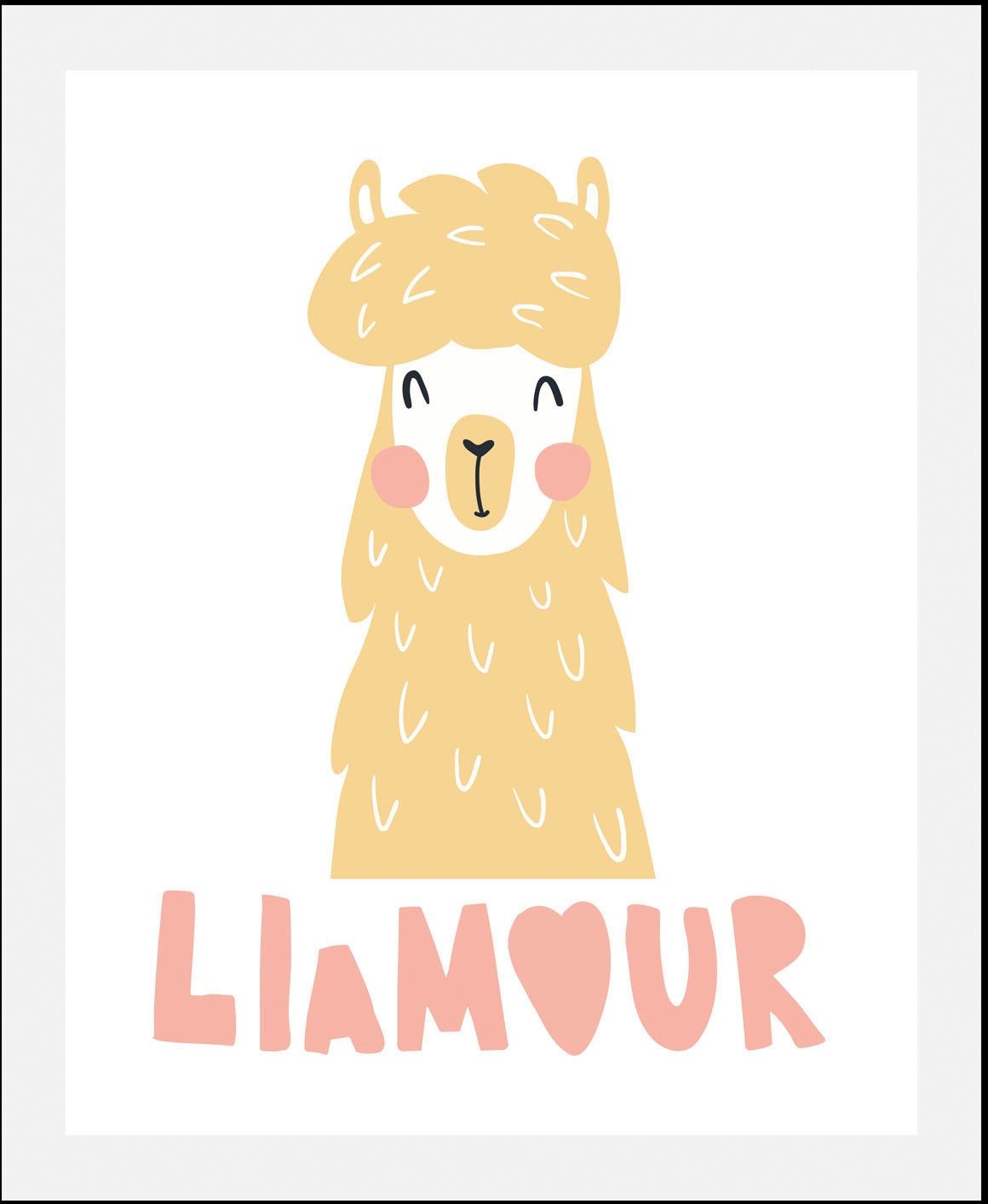 queence Bild »Llamour«, Stadt-Liebessprüche-Schriftzug-Alpaka-Herz-Herzbilder, (1 St.), gerahmt
