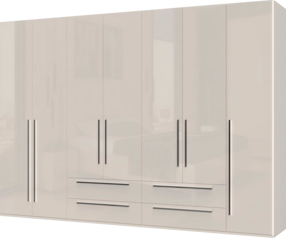 Places of Style Kleiderschrank »Piano, UV lackiert, hochglänzend in beige oder weiß, FSC-zertifiziert«, (mit 4 Schubladen), 272 oder 317cm breit, Höhe 224cm, mit Soft-Close Funktion