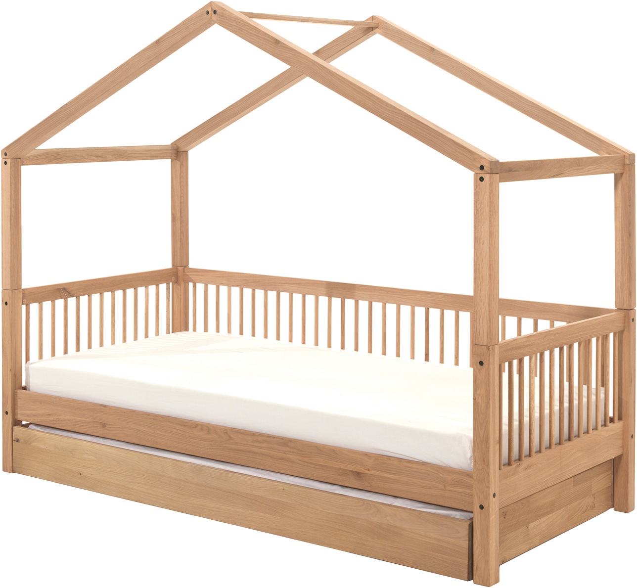 Home affaire Hausbett, (Made in Europe), aus massiver Eiche geölt, LF 90x200 cm, wahlweise mit Bettschublade