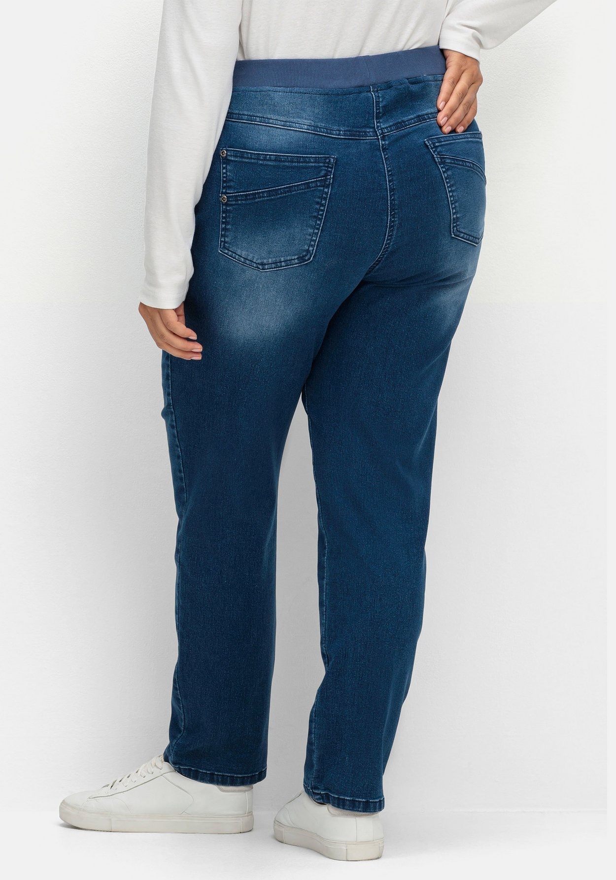 Sheego Schlupfjeans »Schmale Jeans mit Rippstrick-Dehnbund«