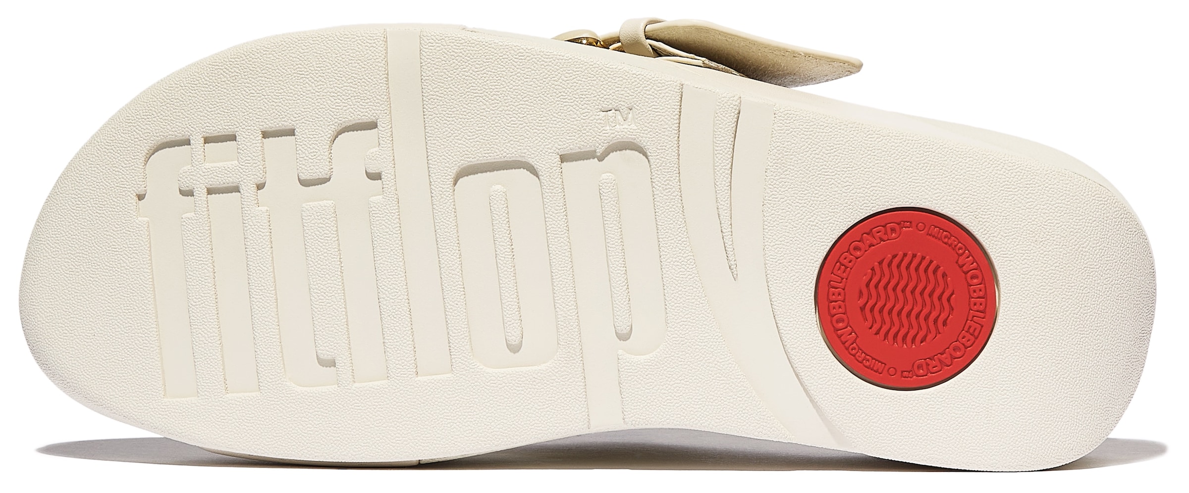 Fitflop Pantolette »LULU RESIN-BUCKLE LEATHER CROSS SLIDES«, Plateauschuh, Sandale in schmaler Form