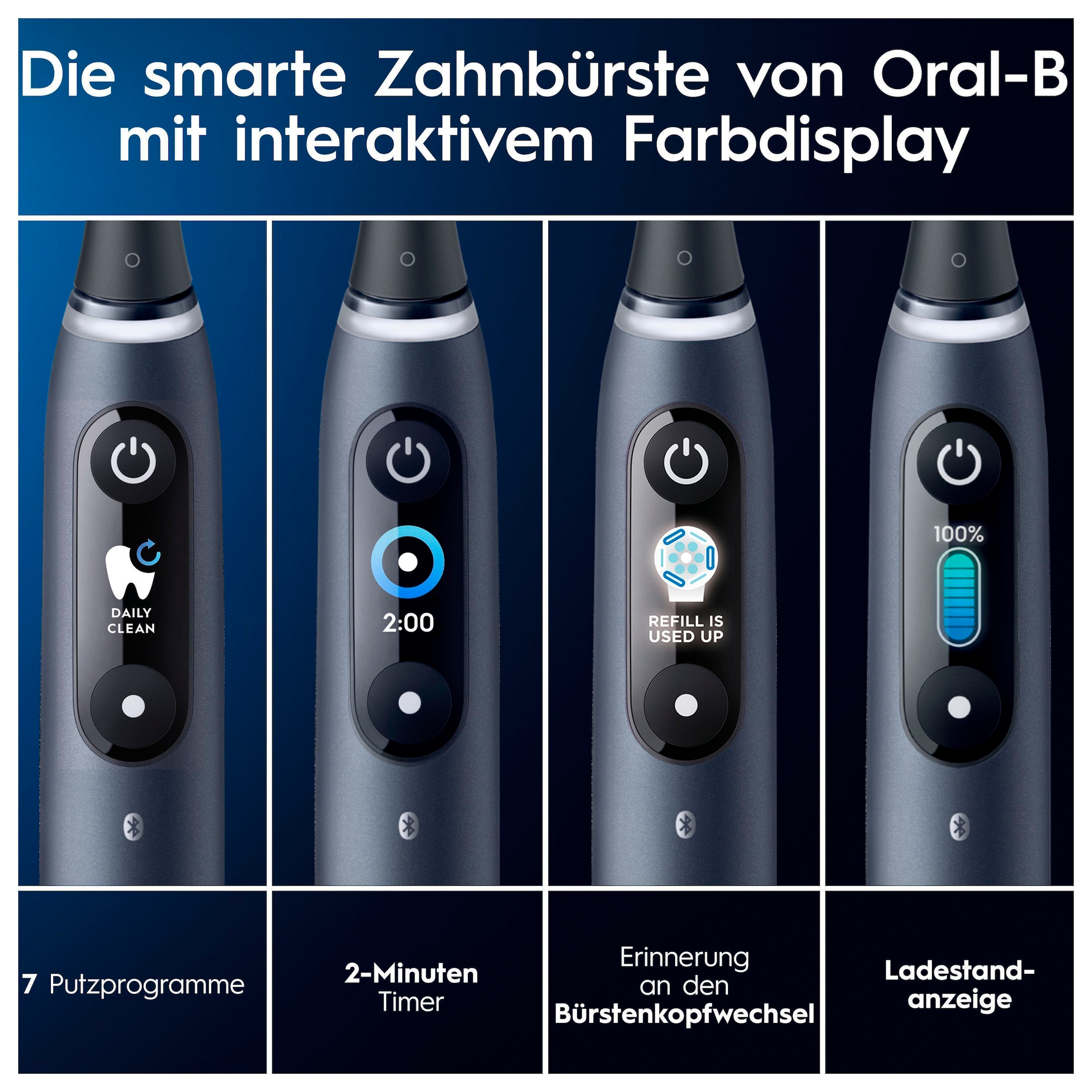 Oral-B Elektrische Zahnbürste »iO 9 Duopack«, 3 St. Aufsteckbürsten, mit Magnet-Technologie, 7 Putzmodi, Farbdisplay & Lade-Reiseetui