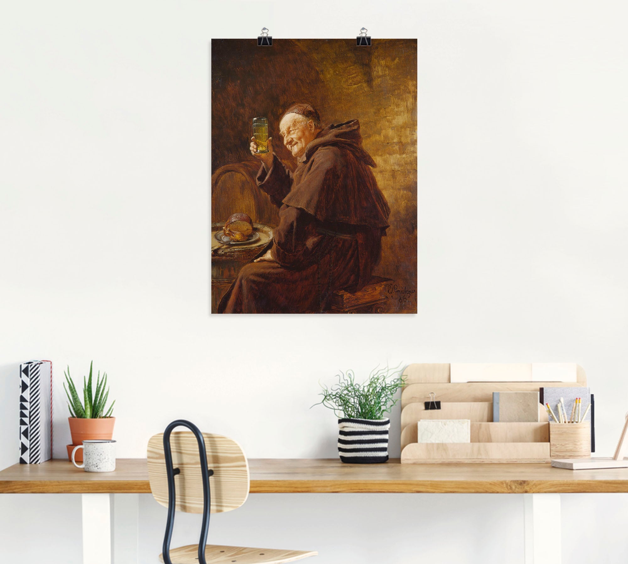 Artland Wandbild »Mönch bei der Weinprobe.«, Mann, (1 St.), als Leinwandbild, Poster in verschied. Größen