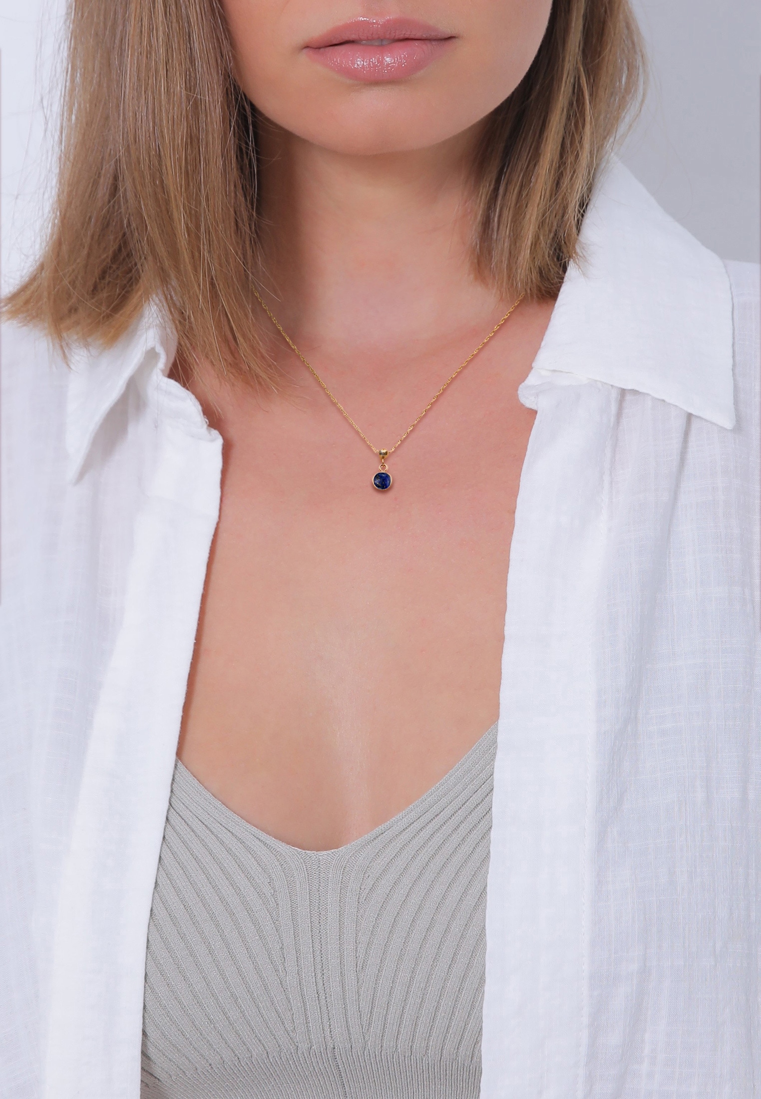 Elli Premium Silberkette »Halskette Geburtsstein Edelstein Solitär 925 Sterling Silber vergoldet«