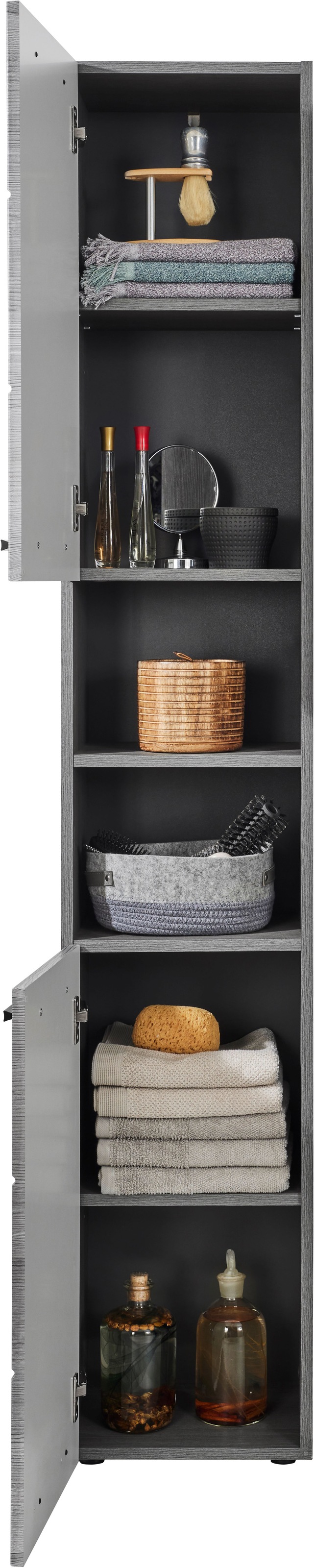 BASIC by Balculina Hochschrank »Silver,Badezimmerschrank BxHxT 34x190x30« 1 Stk. tlg. Breite 34cm, Tür L/R monierbar, FSC-Mix 70%