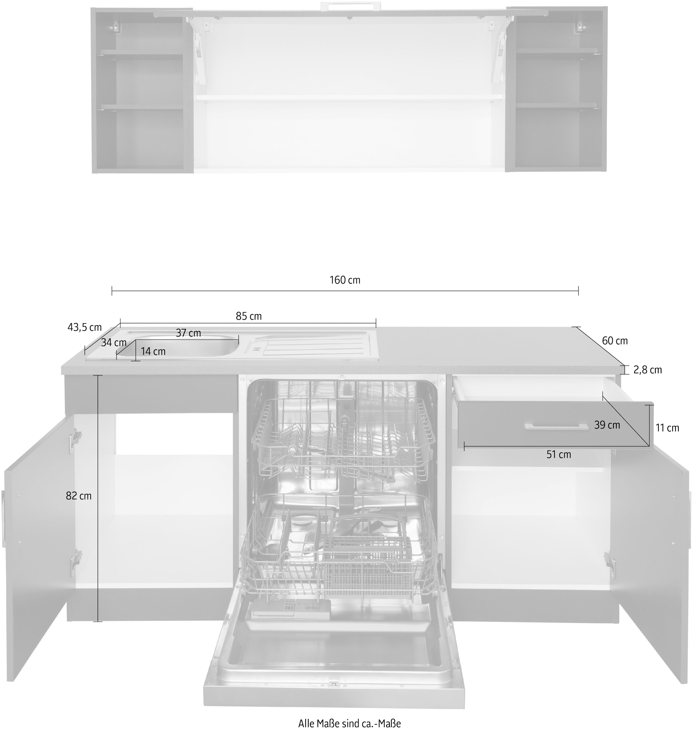 KOCHSTATION Winkelküche »KS-Paris«, ohne E-Geräte, Stellbreite 220/220 cm
