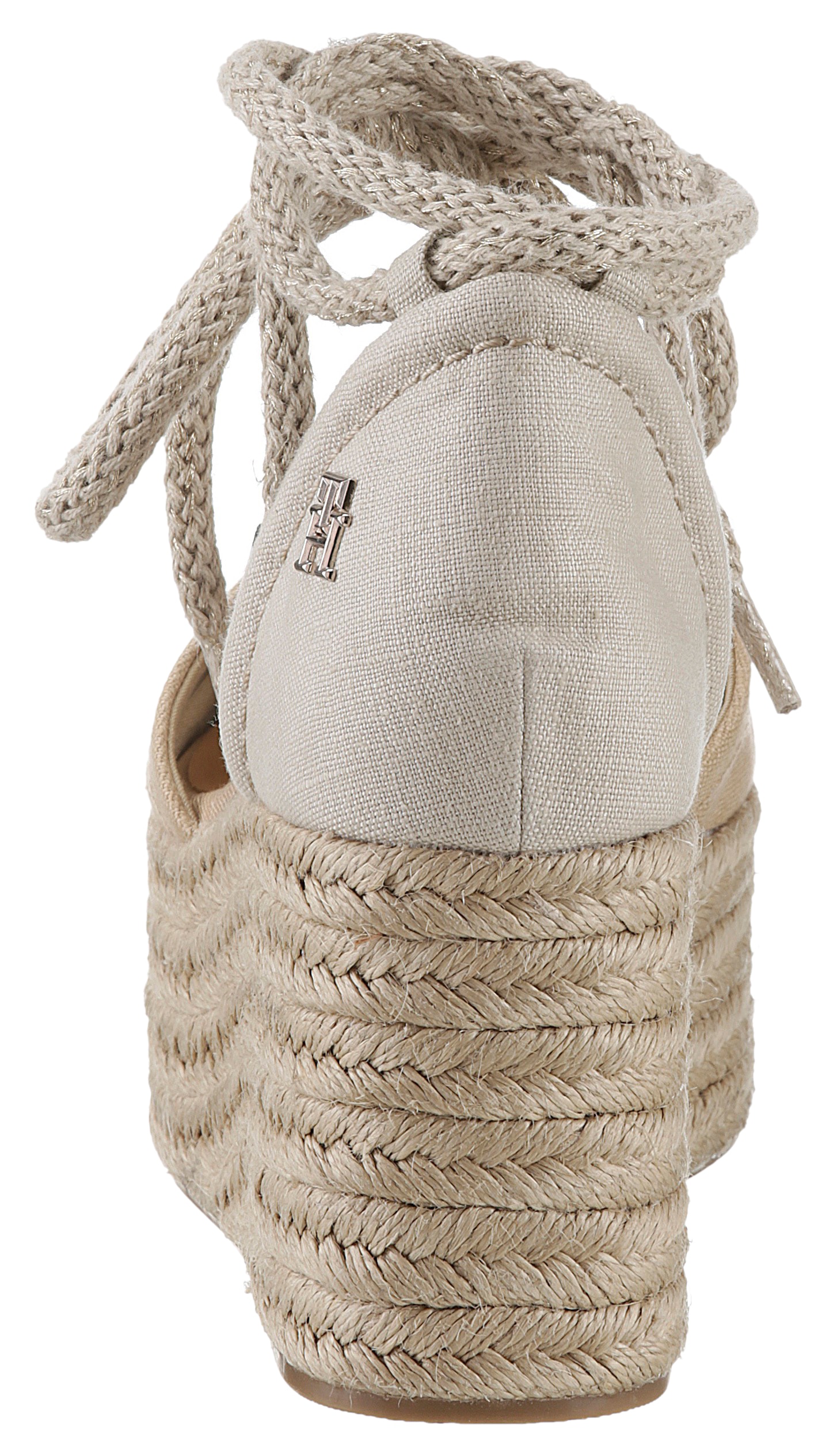 Tommy Hilfiger Espadrille »CLOSED TOE LINEN FLATFORM«, Sommerschuh, Keilabsatz, mit schöner Fesselschnürung