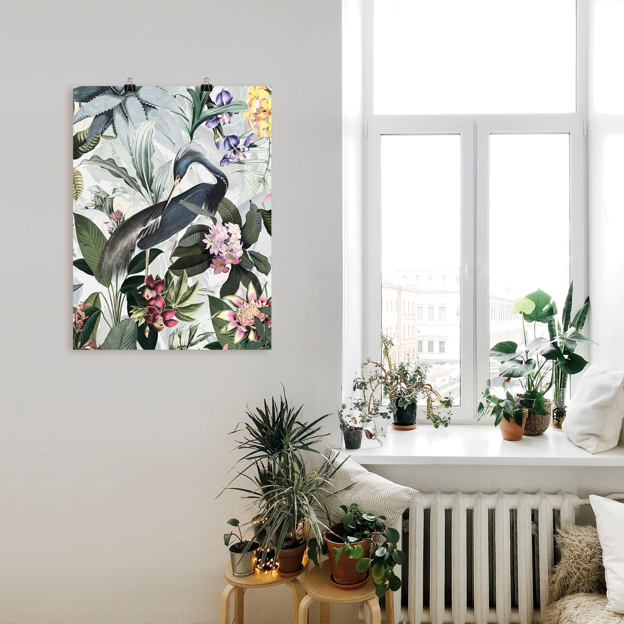 Artland Poster »Vintage Kranich« Vogelbilder 1 Stk. tlg. ohne Rahmen