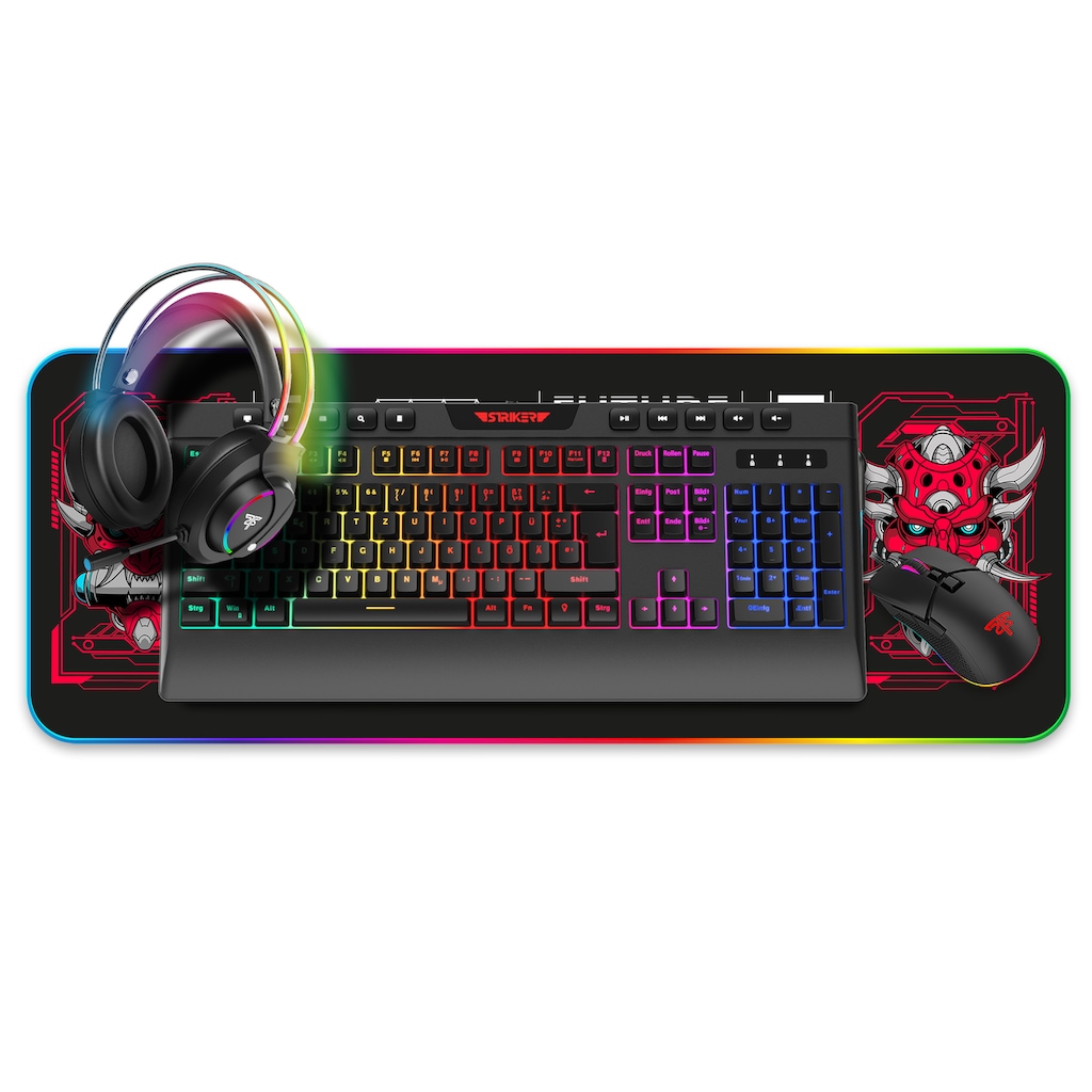 Hyrican Eingabegeräte-Set »Striker Gaming Set Tastatur, Maus, Headset, Mauspad, USB kabelgebunden«