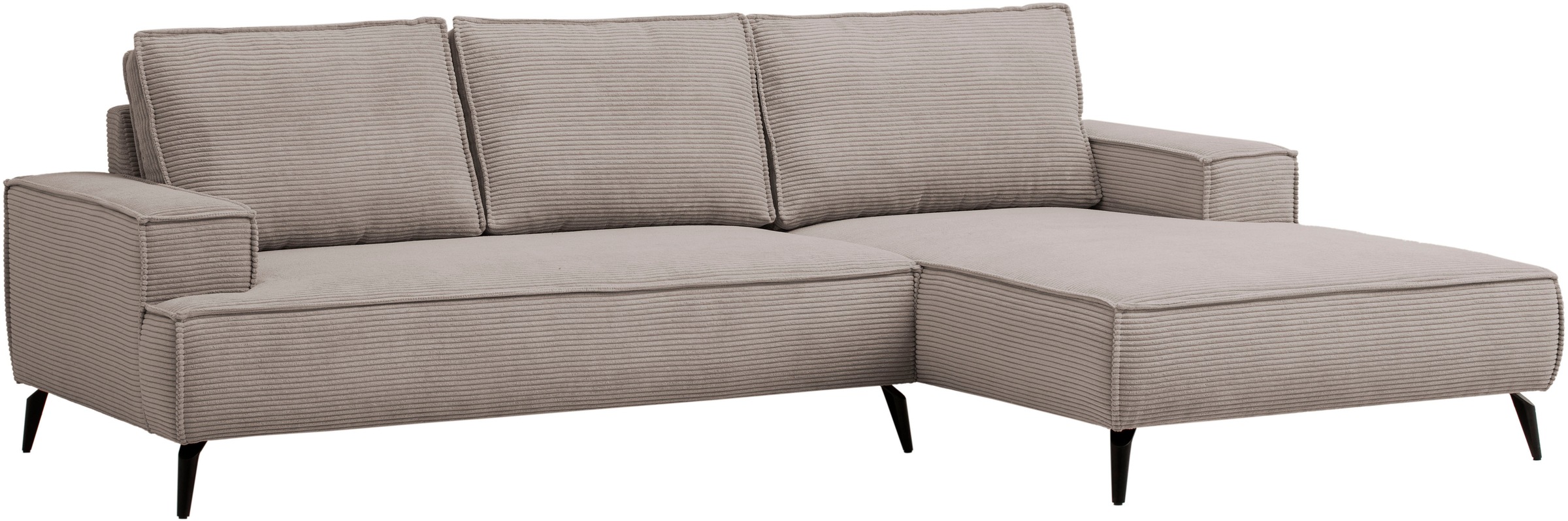 andas Ecksofa »TVINNU, L-Form in Cord, Sofa«, wahlweise Recamiere rechts/links, schwarze Füße, bequemer Sitzkomfort