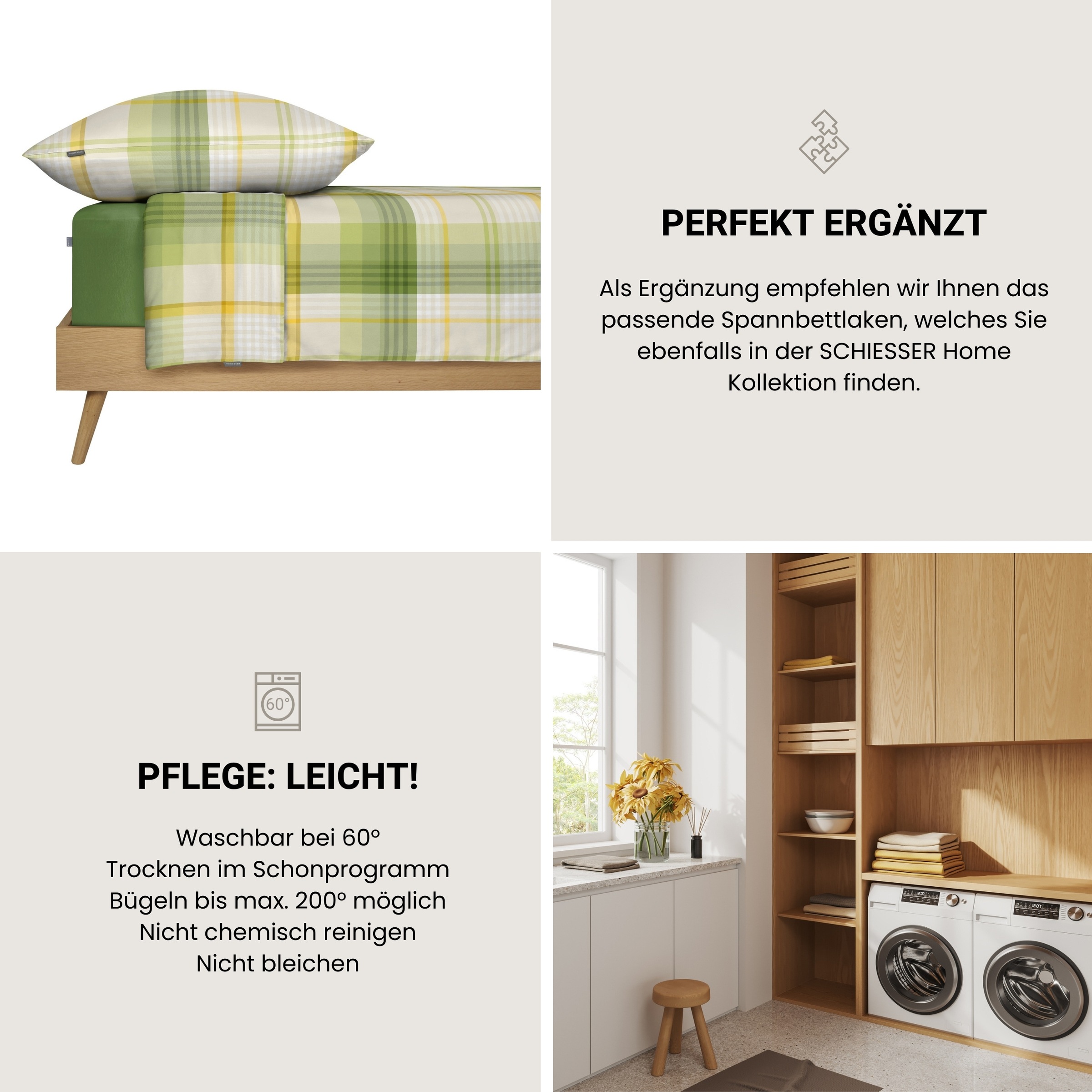 Schiesser Bettwäsche »Mosa aus weicher Baumwolle mit zeitlosen Karos« 2 MADE IN GREEN by OEKO-TEX®