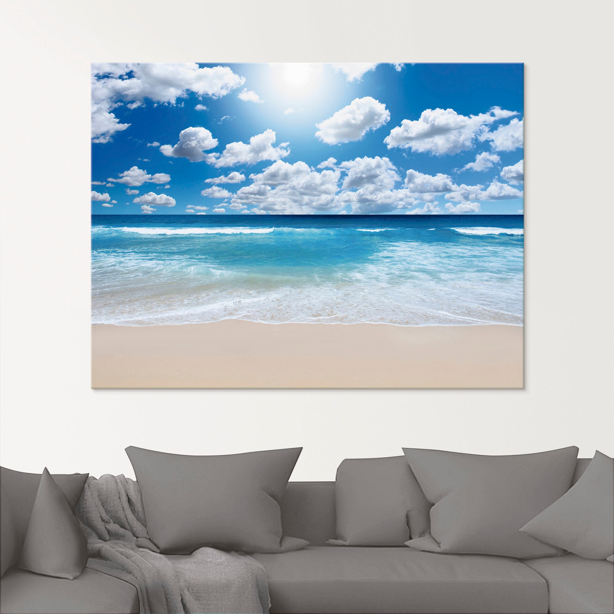 Artland Glasbild »Großartige Strandlandschaft«, kaufen Strand, in Größen verschiedenen bequem St.), (1