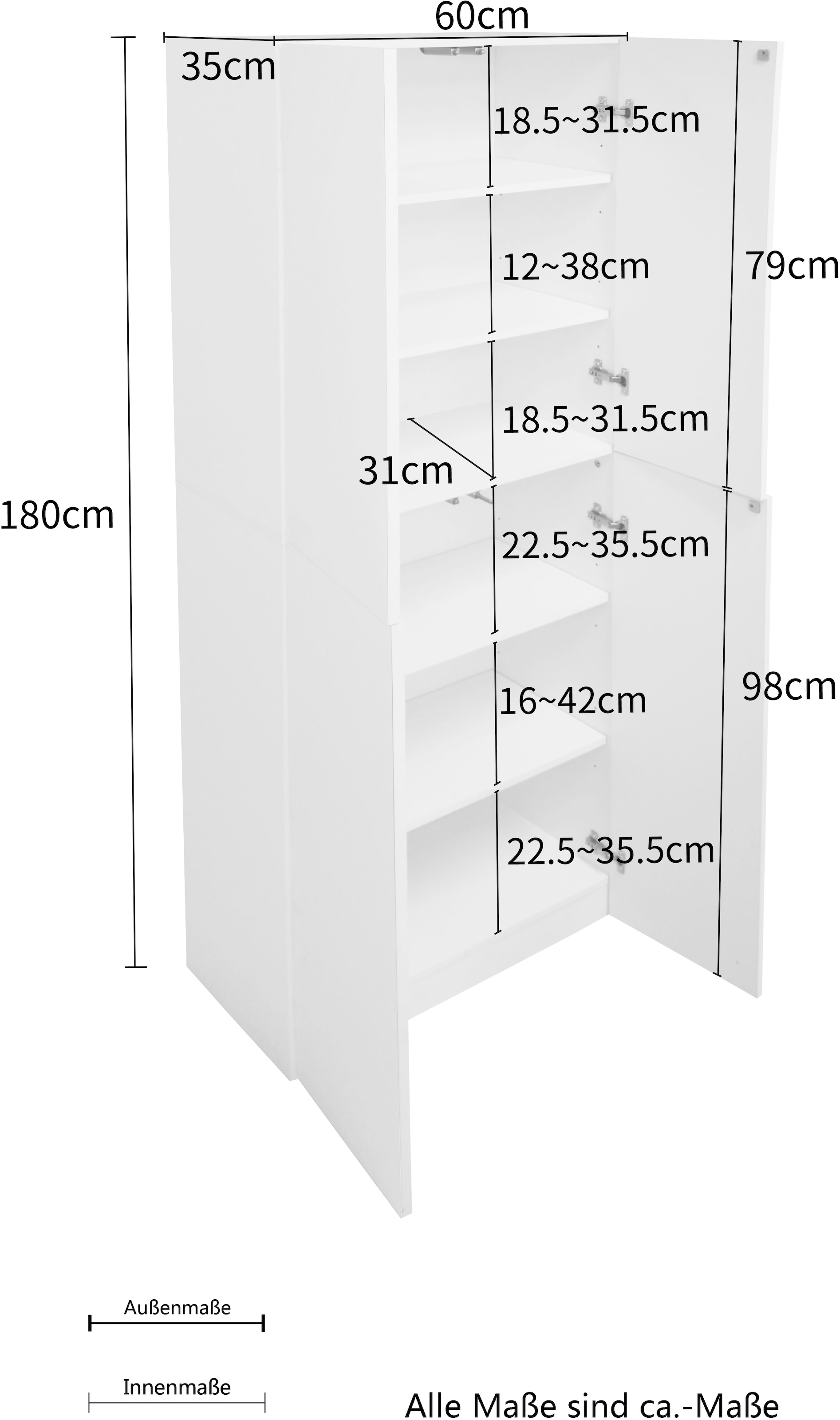 INOSIGN Aktenschrank »Jarvie«, Mehrzweckschrank, Push-to-open, 5 verstellbare Einlegeböden, 60x180 cm