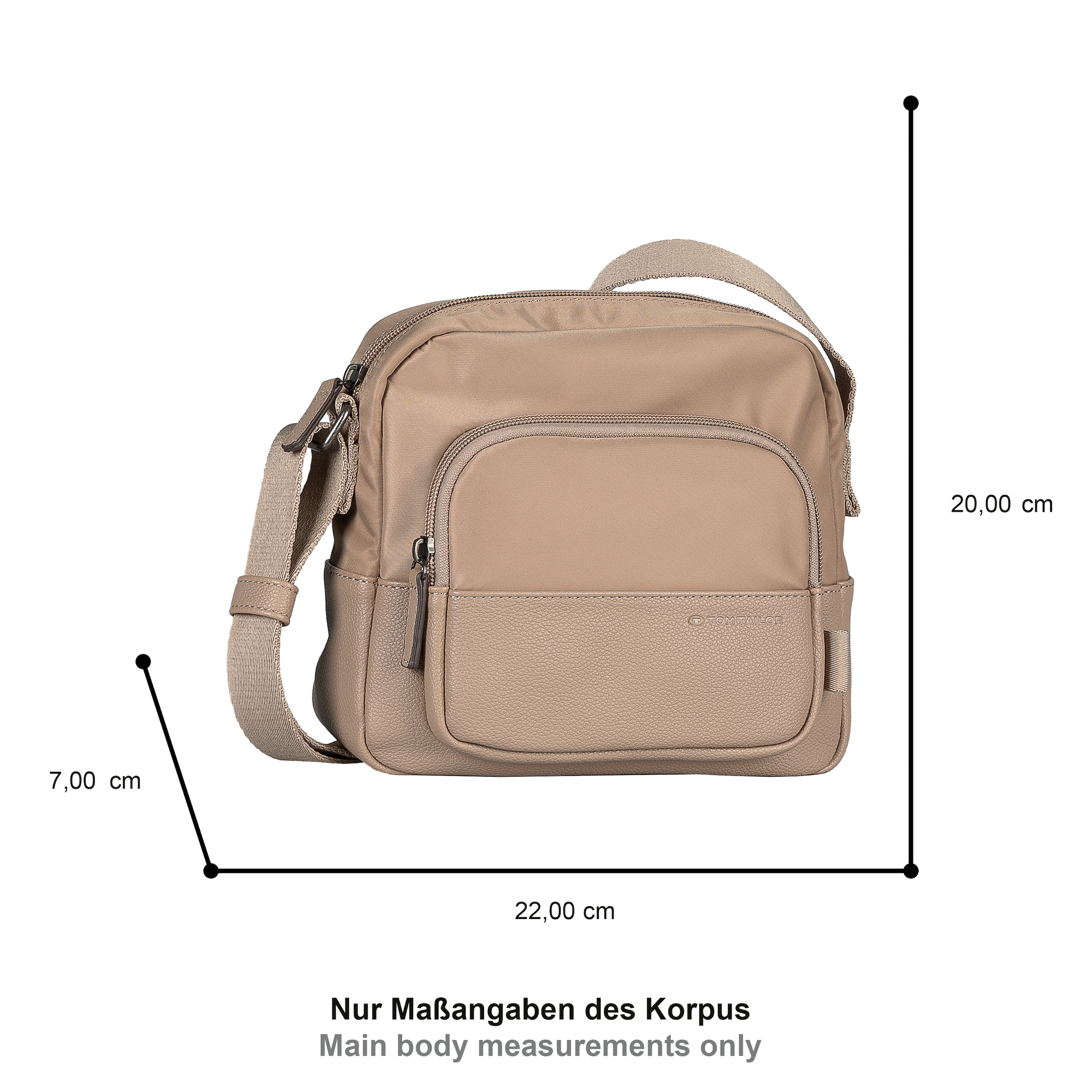 TOM TAILOR Umhängetasche »Viene« fein genarbtes Lederimitat trifft auf leichtes Nylon mit feinem Logo