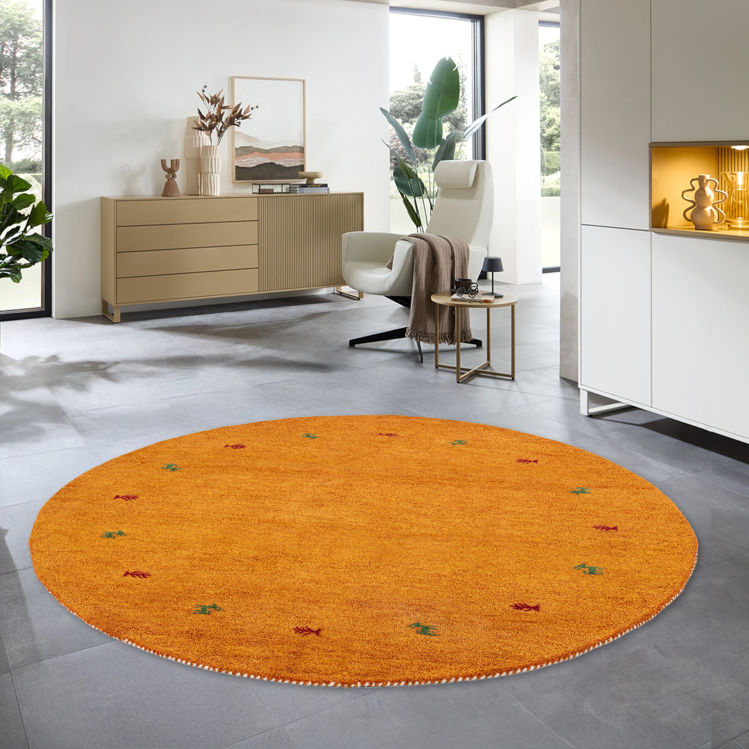 THEKO Wollteppich »Gabbeh Motiv, Handweb Teppich, Tiermotiv,  reine Wolle, handgewebt« rund 14 mm Höhe reine Wolle, handgewebt, Wohnzimmer, Schlafzimmer, Esszimmer