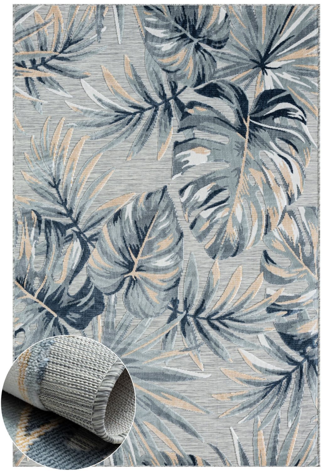 Myflair Möbel & Accessoires Teppich »Sol, LAGERRÄUMUNG!« rechteckig 8 mm Höhe Blätter Motiv, Hoch-Tief Effekt, Outdoor geeignet, Balkon, Terrasse