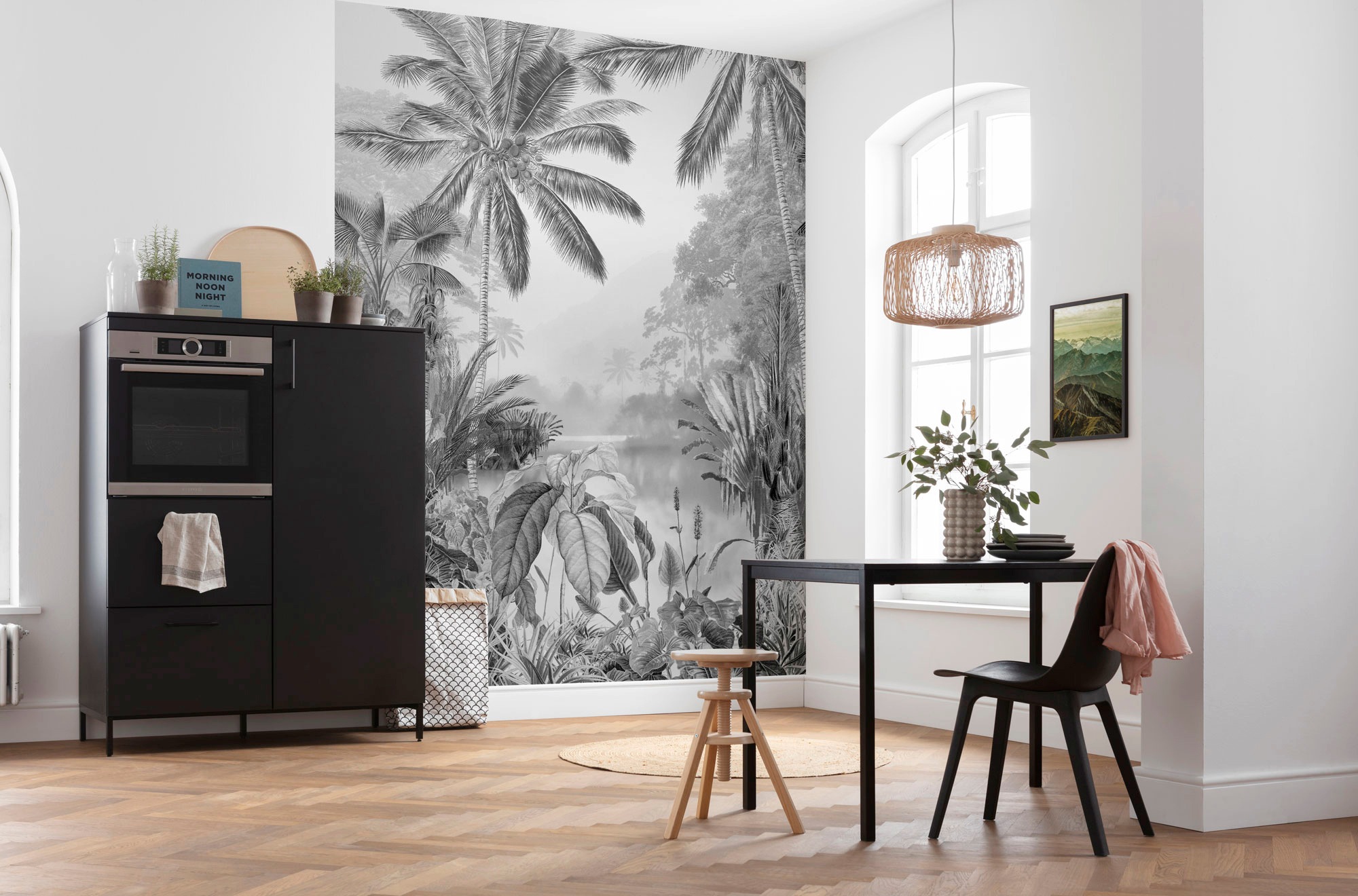 Komar Vliestapete »Lac Tropical Black & White«, 200x270 cm (Breite x Höhe), Vliestapete, 100 cm Bahnbreite