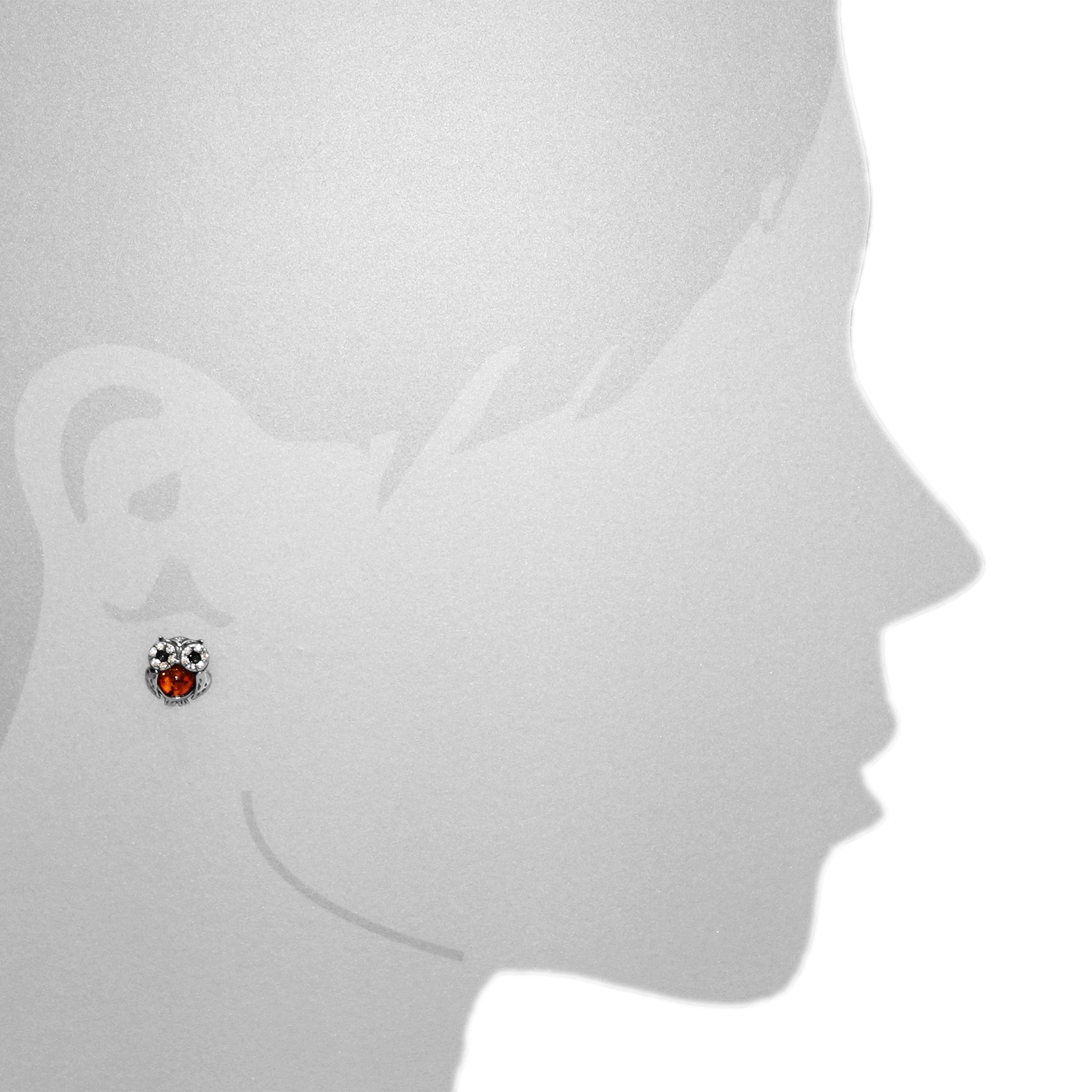OSTSEE-SCHMUCK Paar Ohrstecker »- Eule - Silber 925/000 - Bernstein&Schmuckstein«