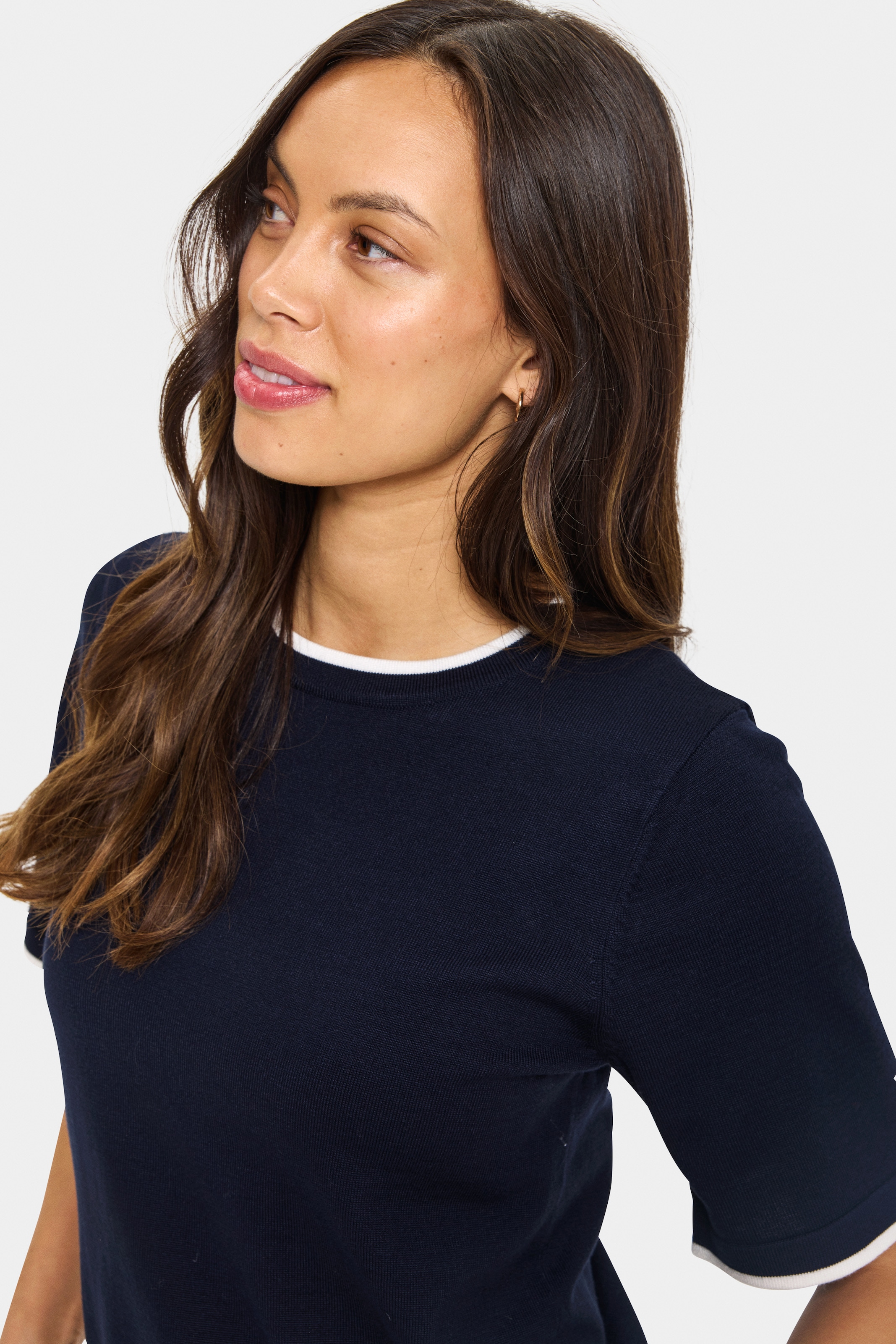 Saint Tropez Strickpullover »MilaSZ Contrast Stripe SS Pullover« Viskosemischung, Regular fit