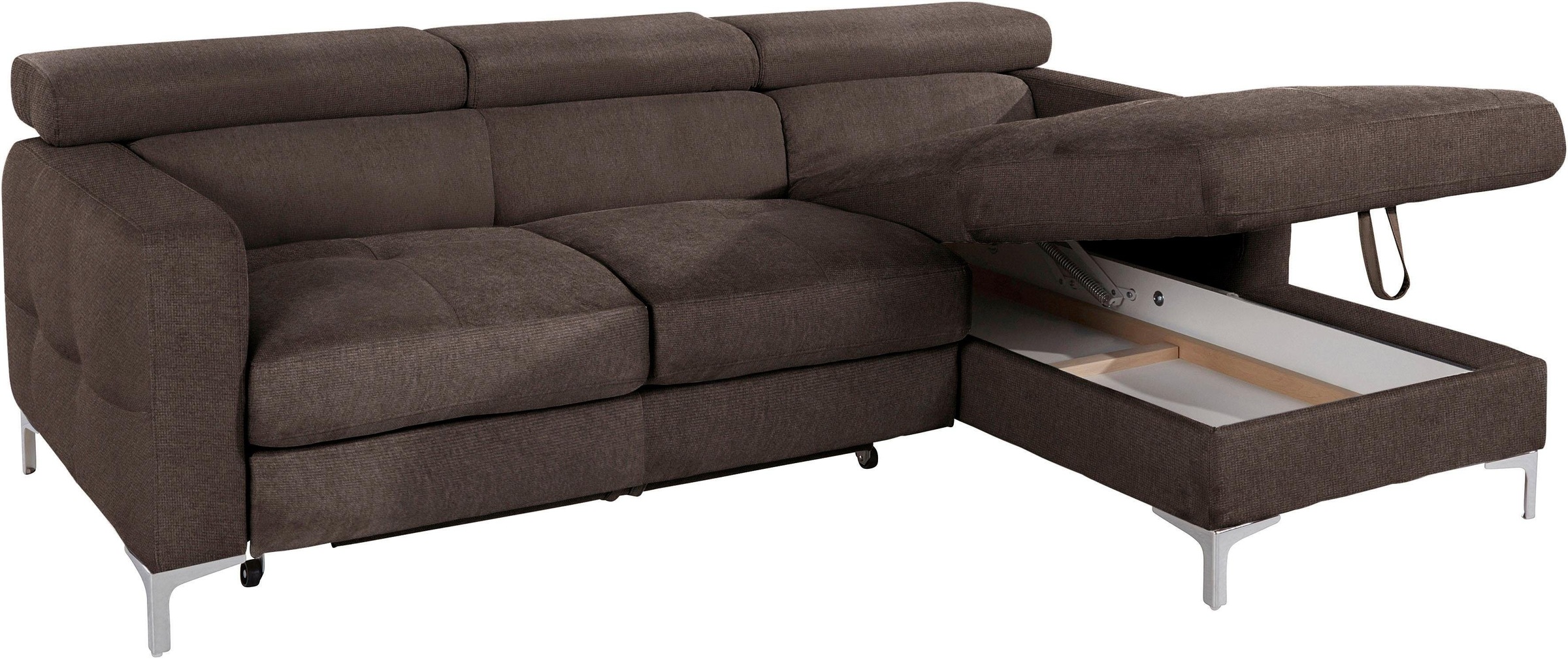 COTTA Polstergarnitur »Sammy L-Form«, (Set), Set bestehend aus: Ecksofa mit Kopfteilverstellung & Hocker