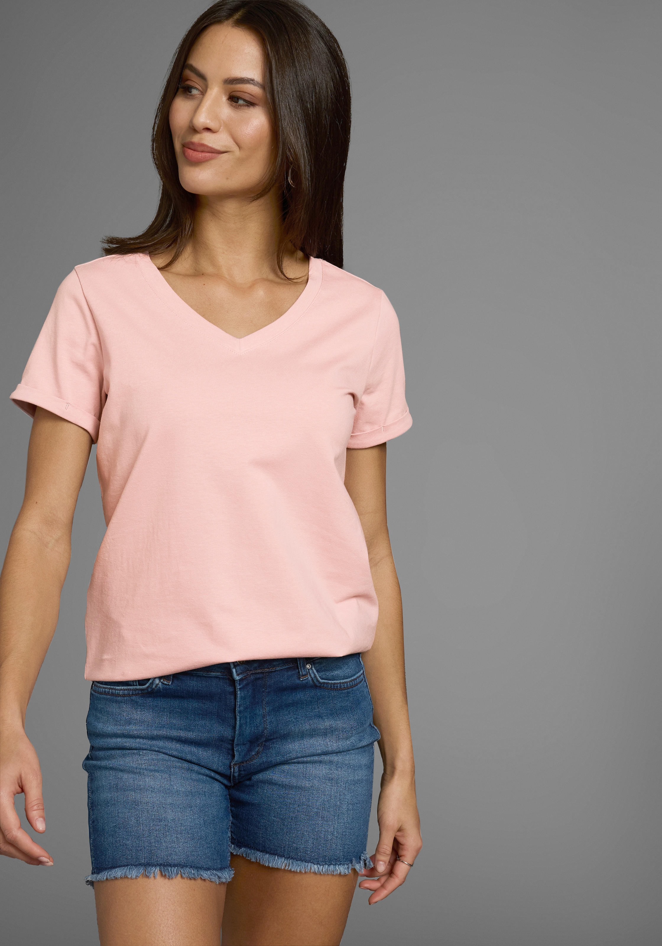 Laura Scott Longshirt, (2-er Pack), V-Ausschnitt