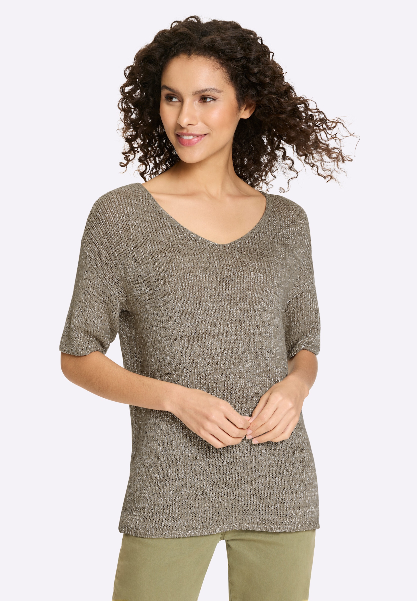 heine Strickpullover »Pullover Kurzarmpullover mit Pailletten«