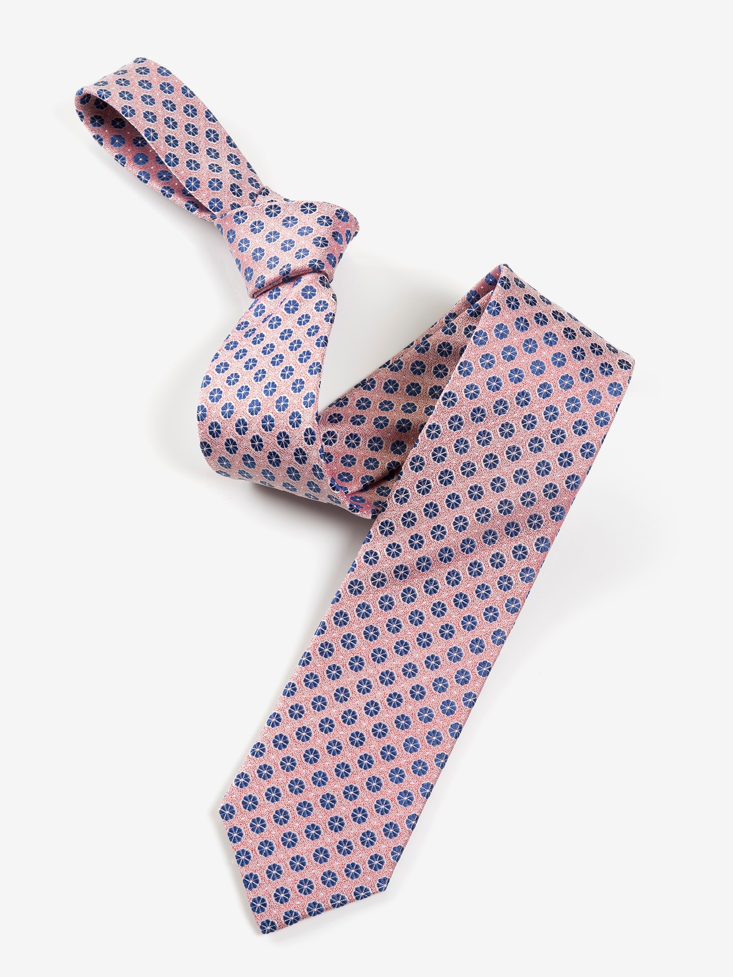 MONTI Krawatte, (1 St.), aus reiner Seide, mit blauen Ornamenten, 6,5 cm breit