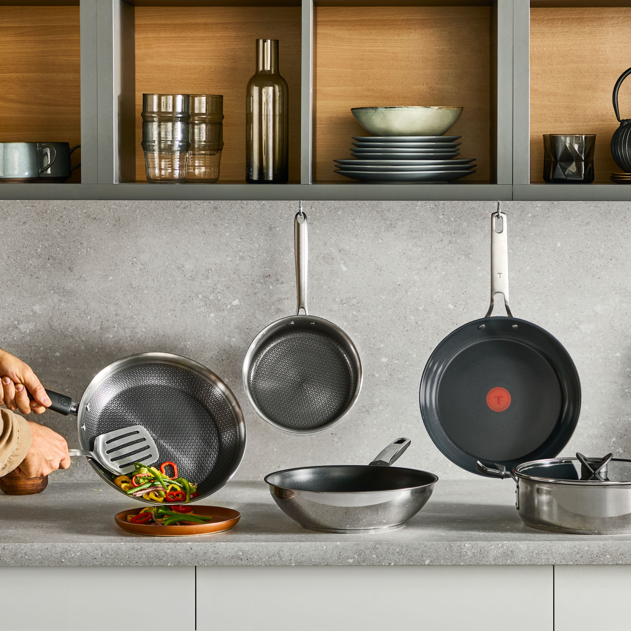 Tefal Pfannen-Set »Emotion+« Edelstahl Set, 3 tlg. Premium Edelstahl, Induktion, spülmaschinenfest, hochglanzpoliert