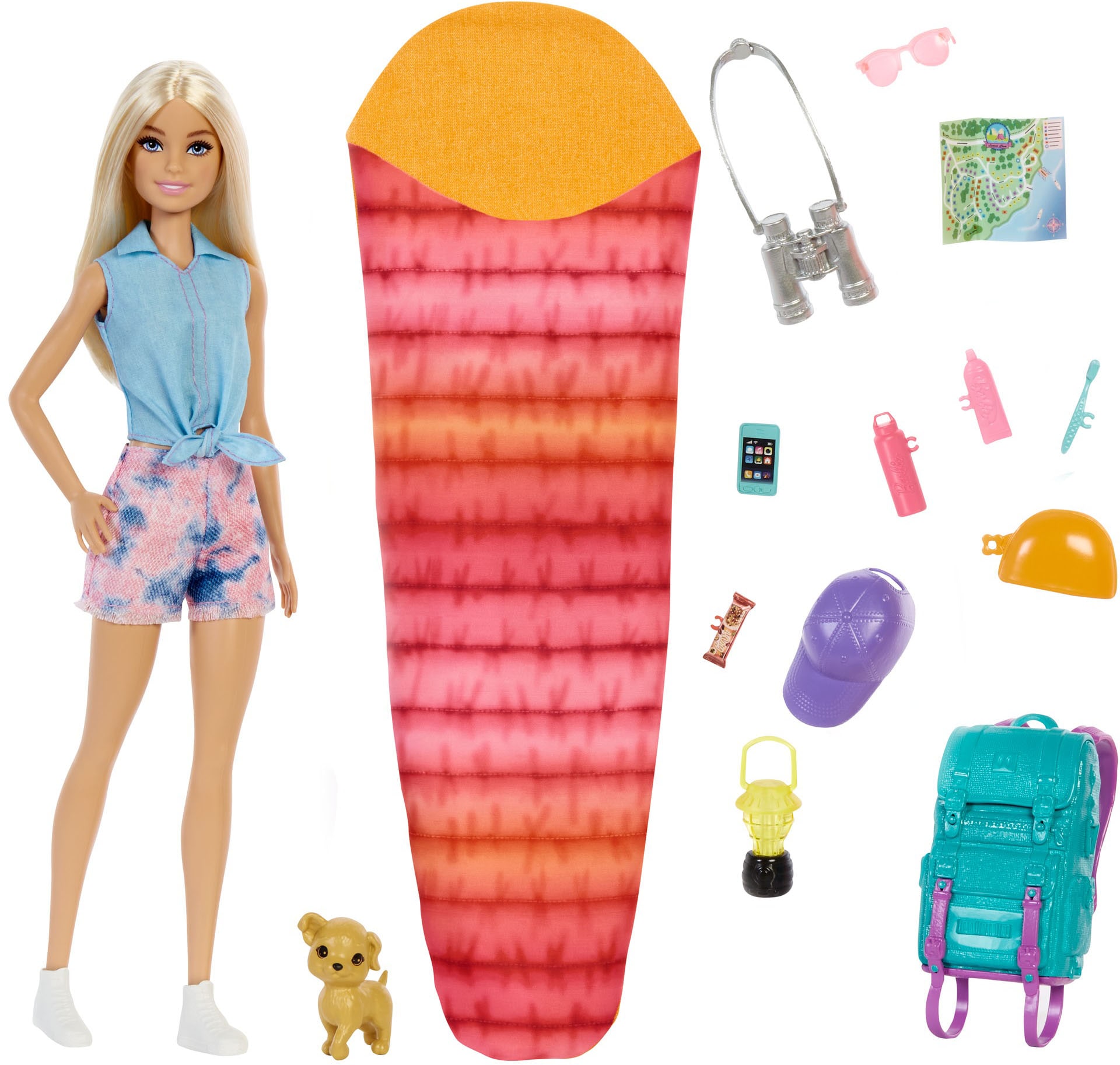 Zubehör« Barbie & Camping-Set bei Anziehpuppe takes Hund »It Malibu two inkl. Puppe,