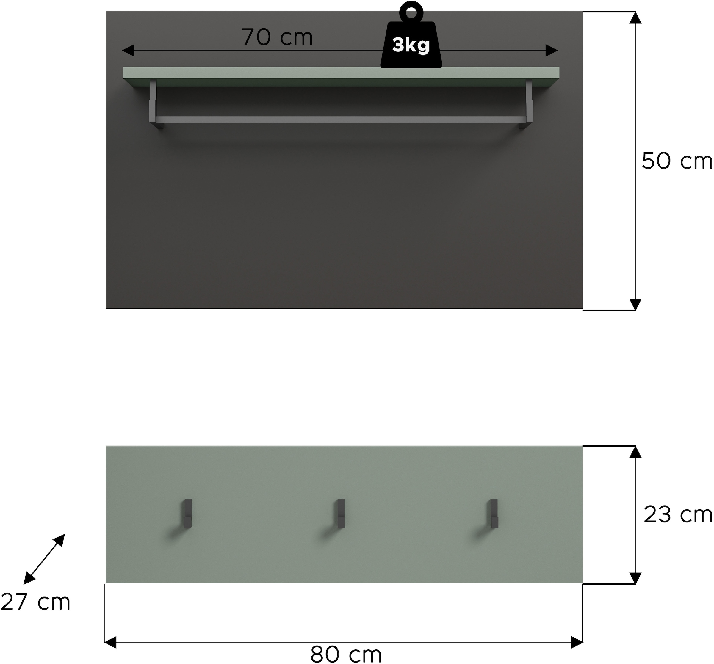 Home affaire Garderobenpaneel »REHAT, TOPSELLER!, 2-teilig, bestehend aus: Paneel & Hakenleiste« in verschiedenen Farben erhältlich, 1 Stk. tlg. Paneel, Hakenleiste, Wandboard, Garderobe, Garderobenleiste