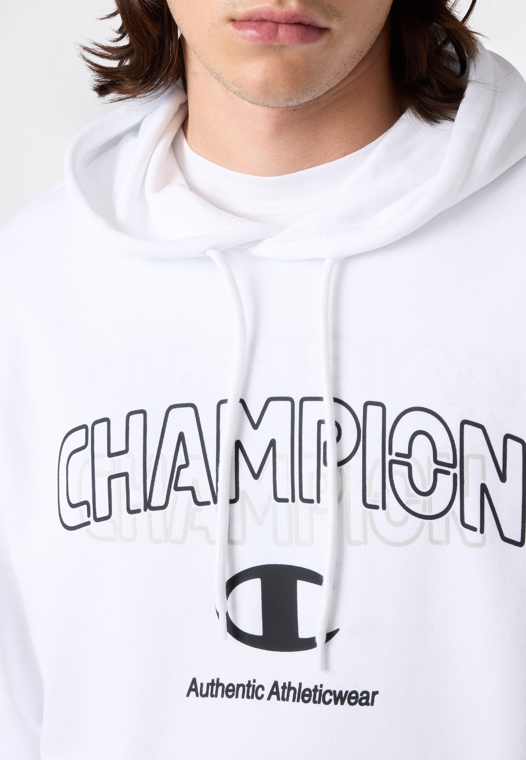 Champion Kapuzensweatshirt »Graphic Terry Hoodie«, mit Rundhalsausschnitt, aus Baumwolle und Polyester
