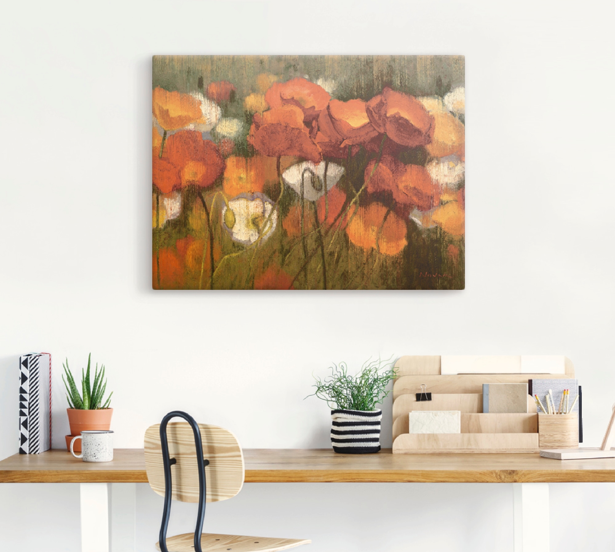 Artland Leinwandbild »Das starke Rot II« Blumenwiese 1 Stk. tlg. auf Holzrahmen gespannt