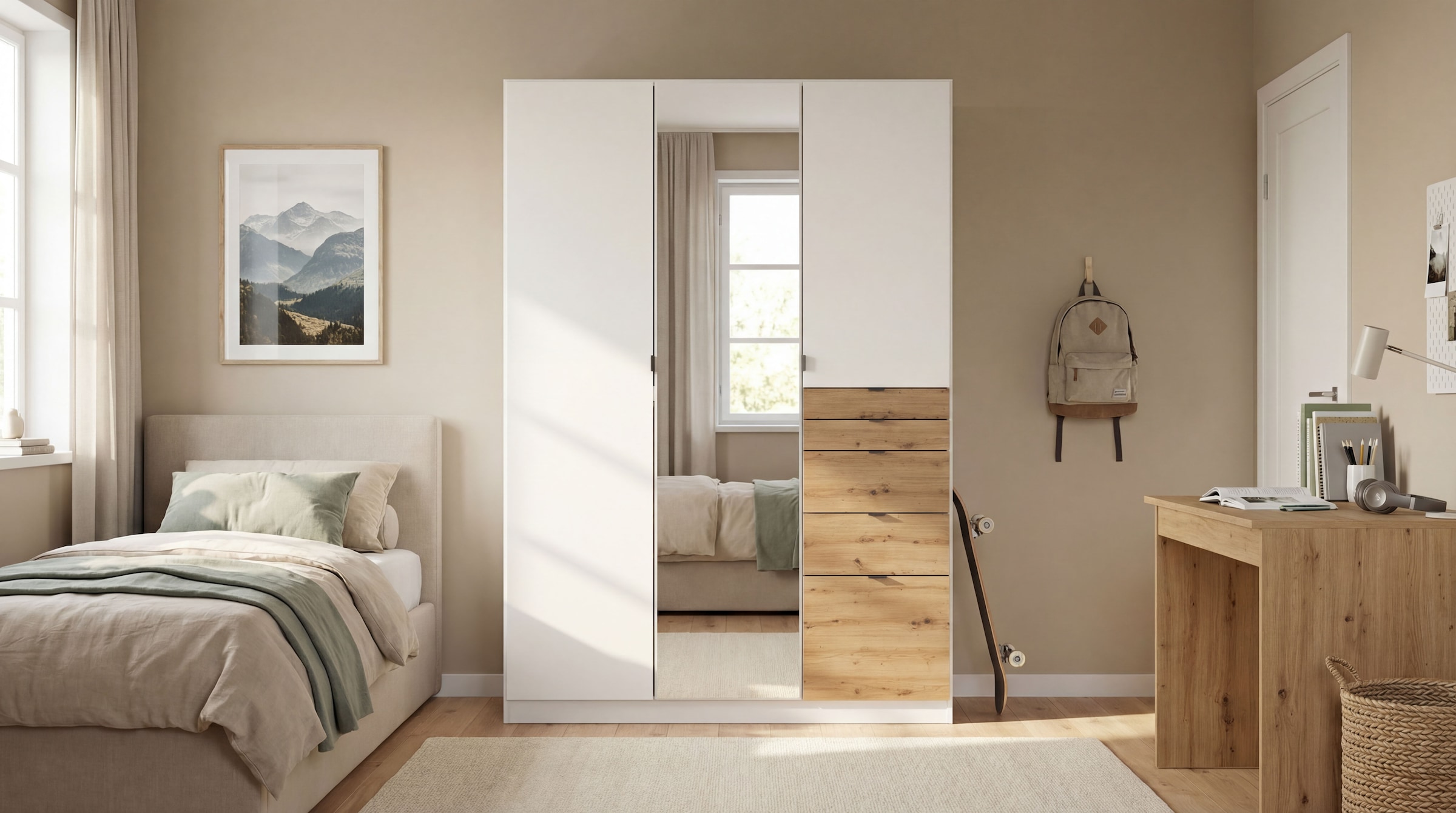 rauch »Kleiderschrank Schrank Garderobe Wäscheschrank Ankleide ONTARIO« Breiten 136/181 cm,  mit 5 Schubladen in unterschiedlichen Größen MADE IN GERMANY