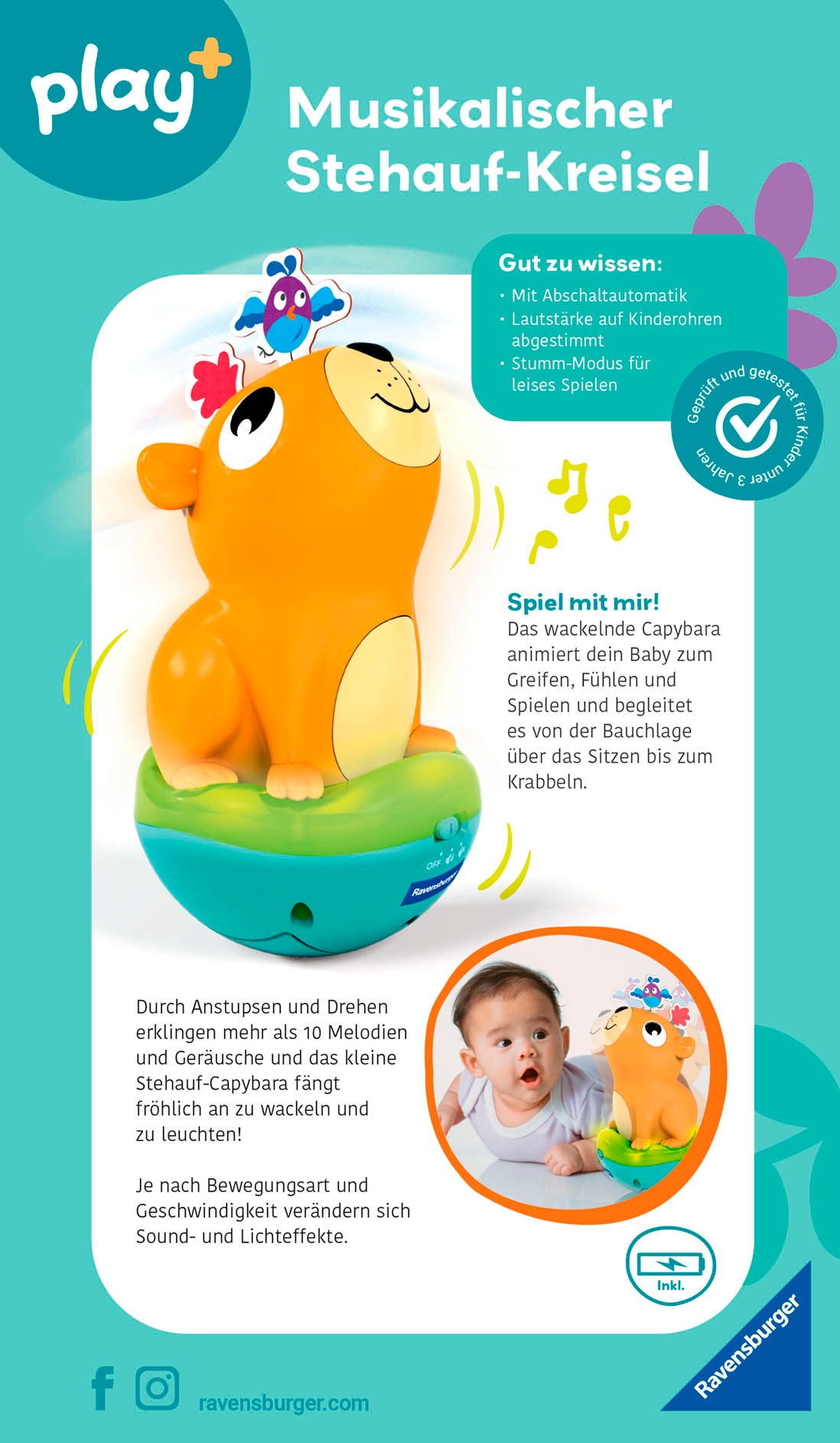 Ravensburger Lernspielzeug »Play+ Musikalischer Stehauf-Kreisel«
