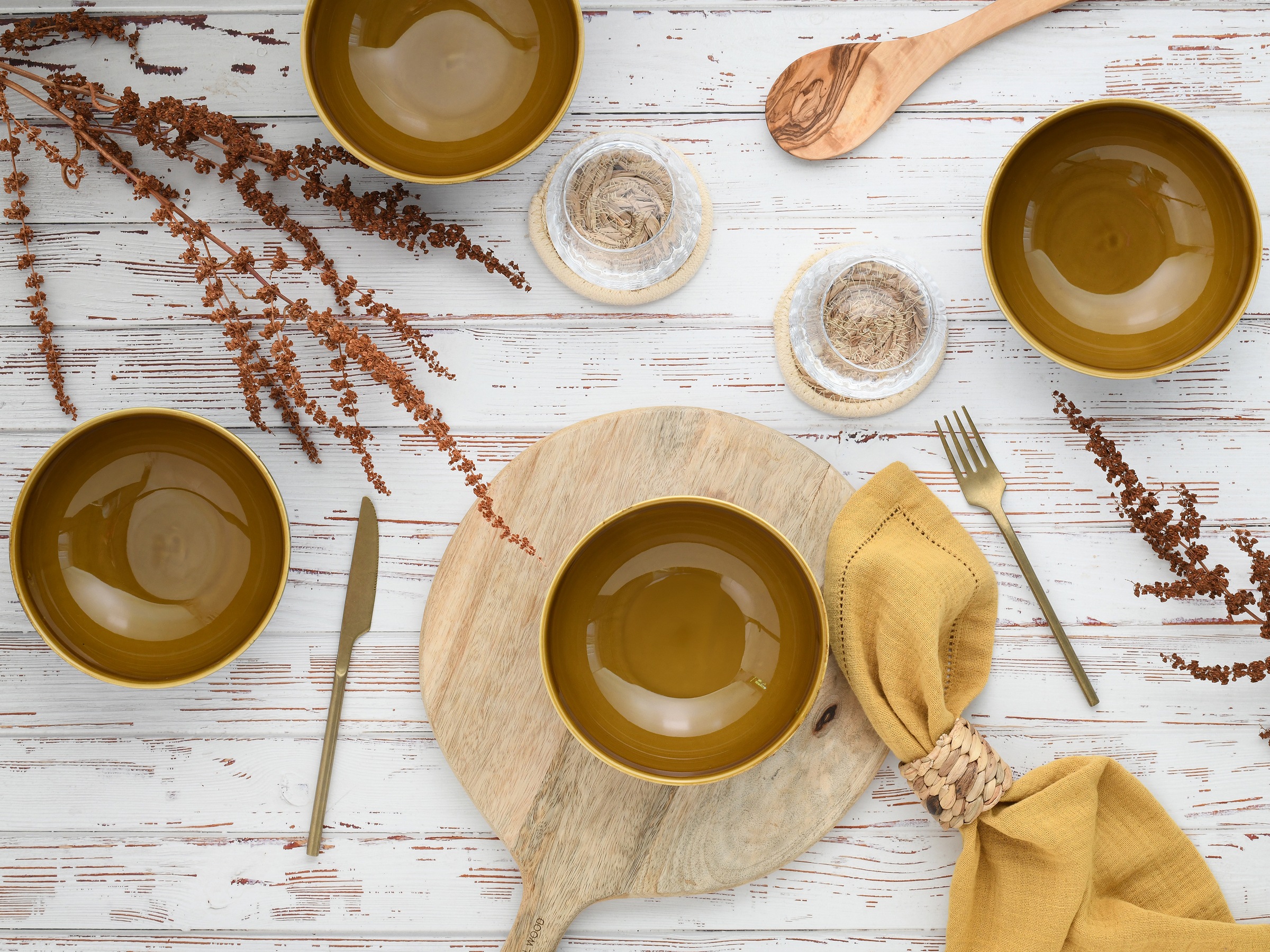 CreaTable Schale »Mallorca, Smoothie Bowl 4-tlg« 4 Stk. aus Steinzeug Spezialglasur mit Vintage Außenrand