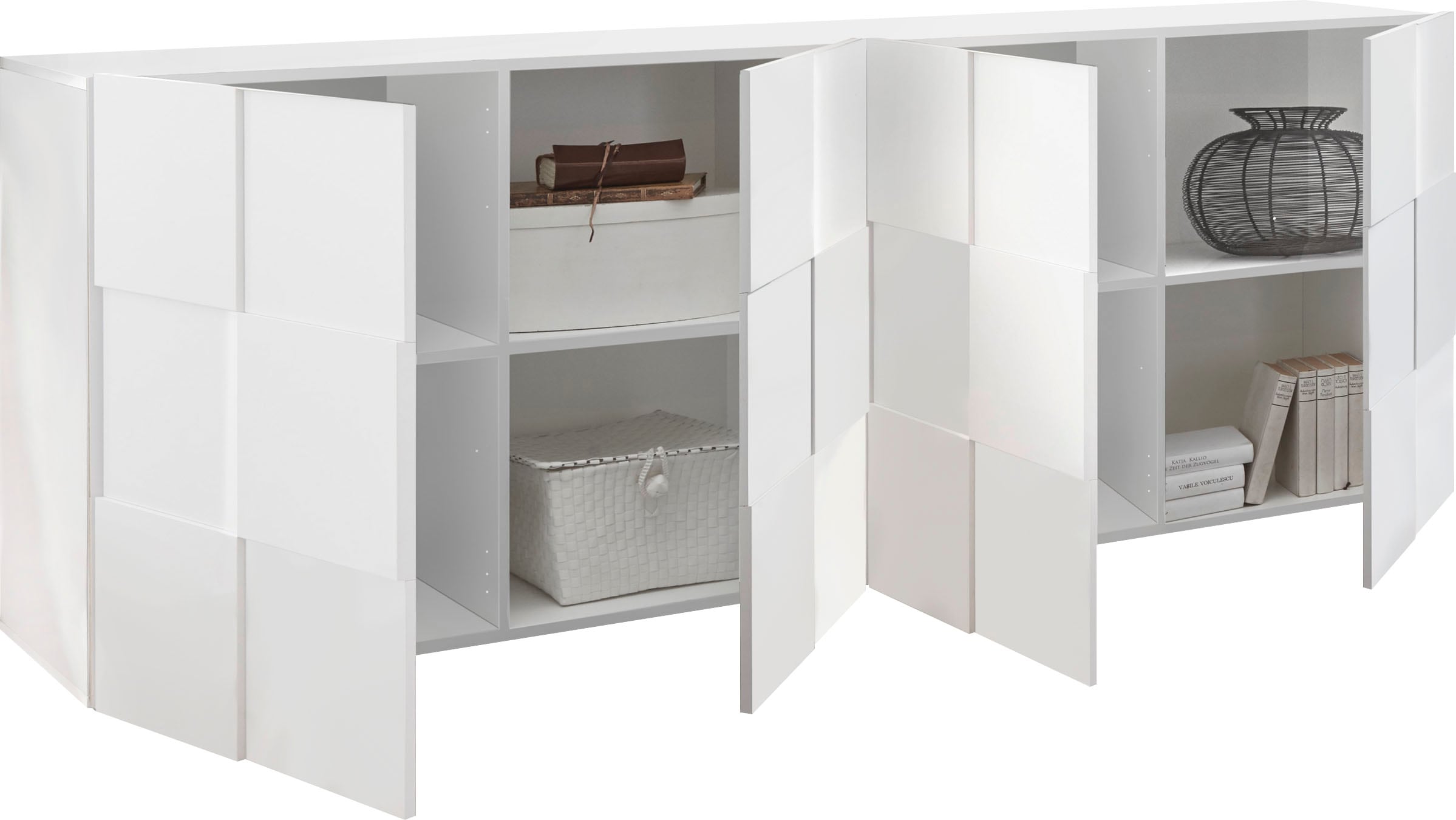 INOSIGN Sideboard »Dama Breite 241, Kommode 4 Türen, Anrichte« Front in 3D-Optik, viel Stauraum, verschiedene Farben