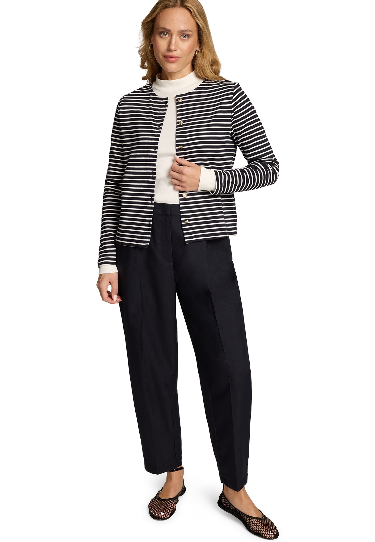 Zero Sweatshirt »Sweatjacke mit Knopfleiste«
