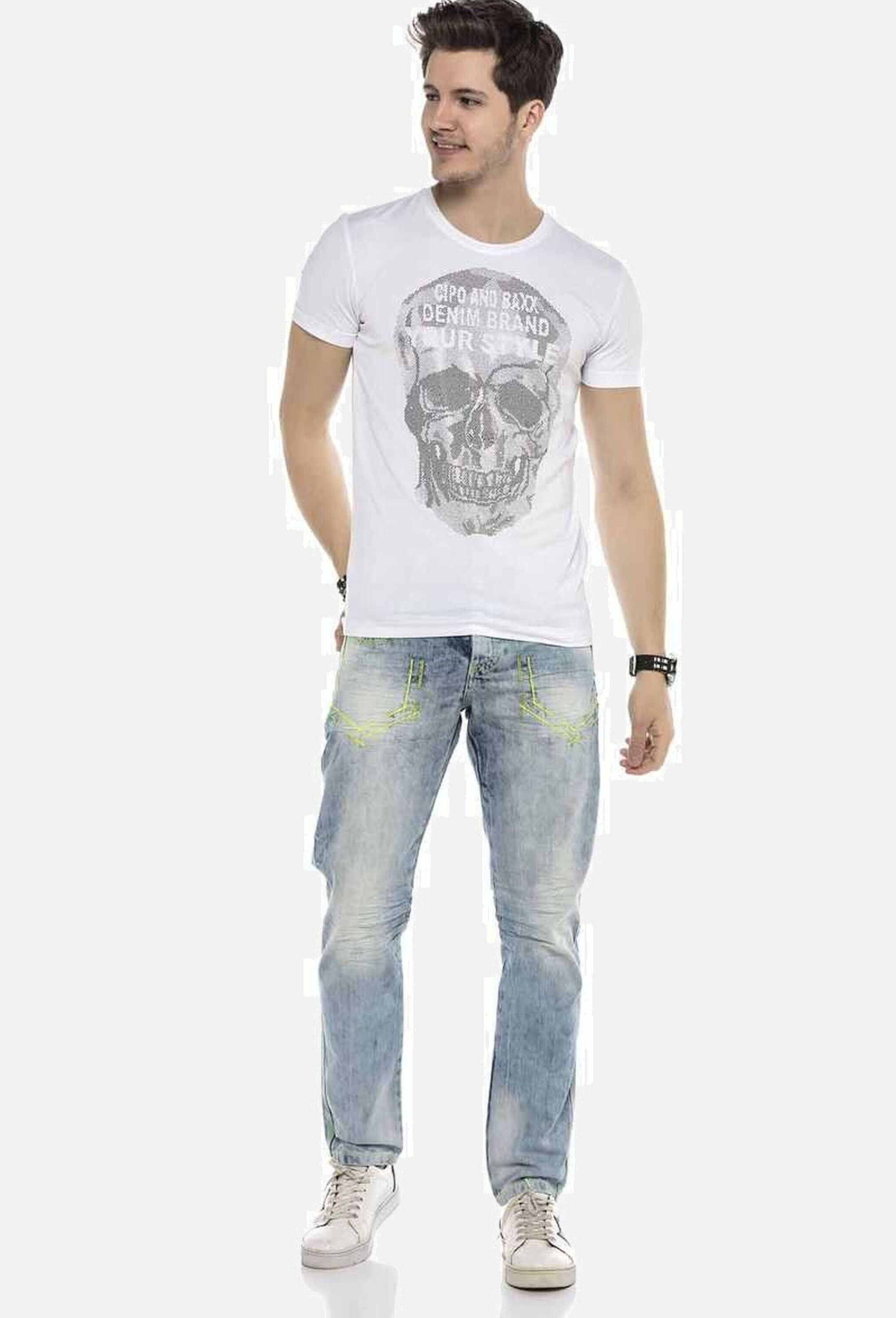 Cipo & Baxx Regular-fit-Jeans »Cipo & Baxx Jeans DENIM« bequeme Jeans mit heller Waschung, CD596