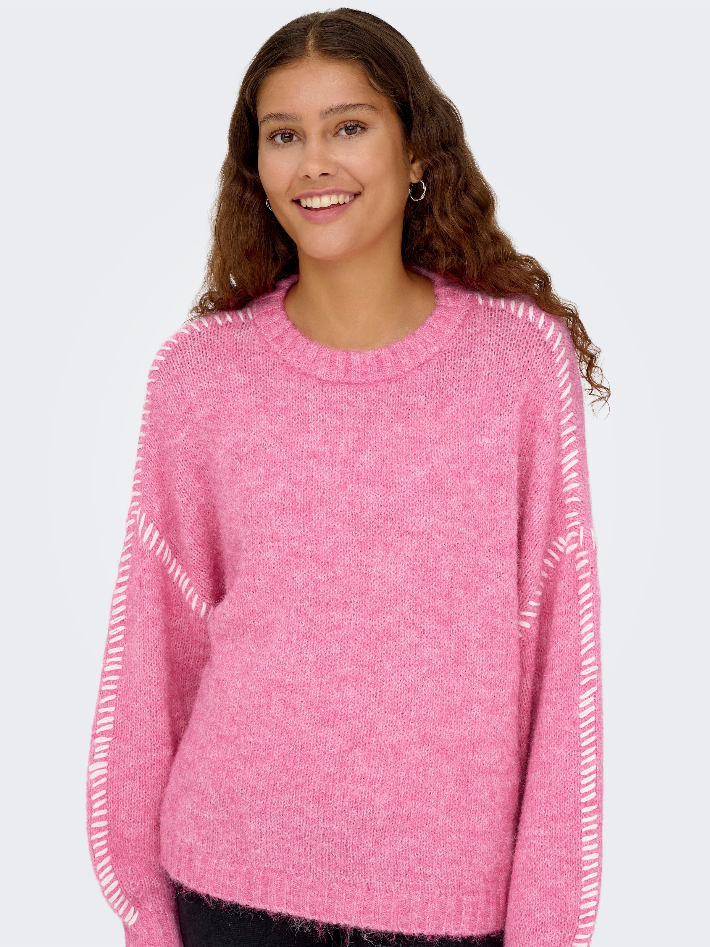 JDY Rundhalspullover »JDYZOEY LIFE L/S ON STITCH PULL KNT NOOS« mit dekorativen Ziernähten