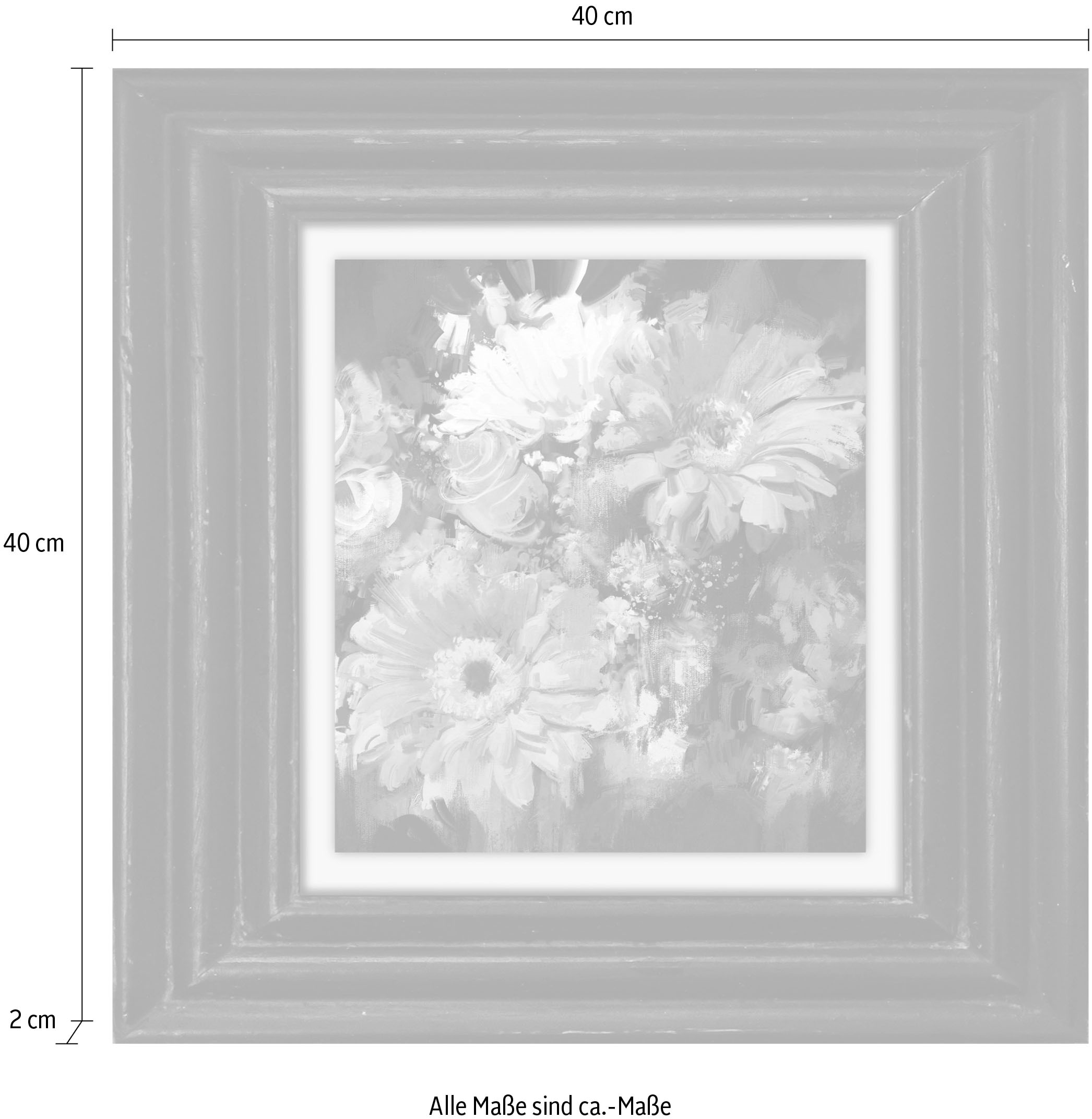 queence Leinwandbild »Blumen«, Kunst-Blumen-Blumenbilder-Stillleben-Garten-Gartenbilder, Premium-Leinwandstoff, Handarbeit aus Deutschland, 40x40cm
