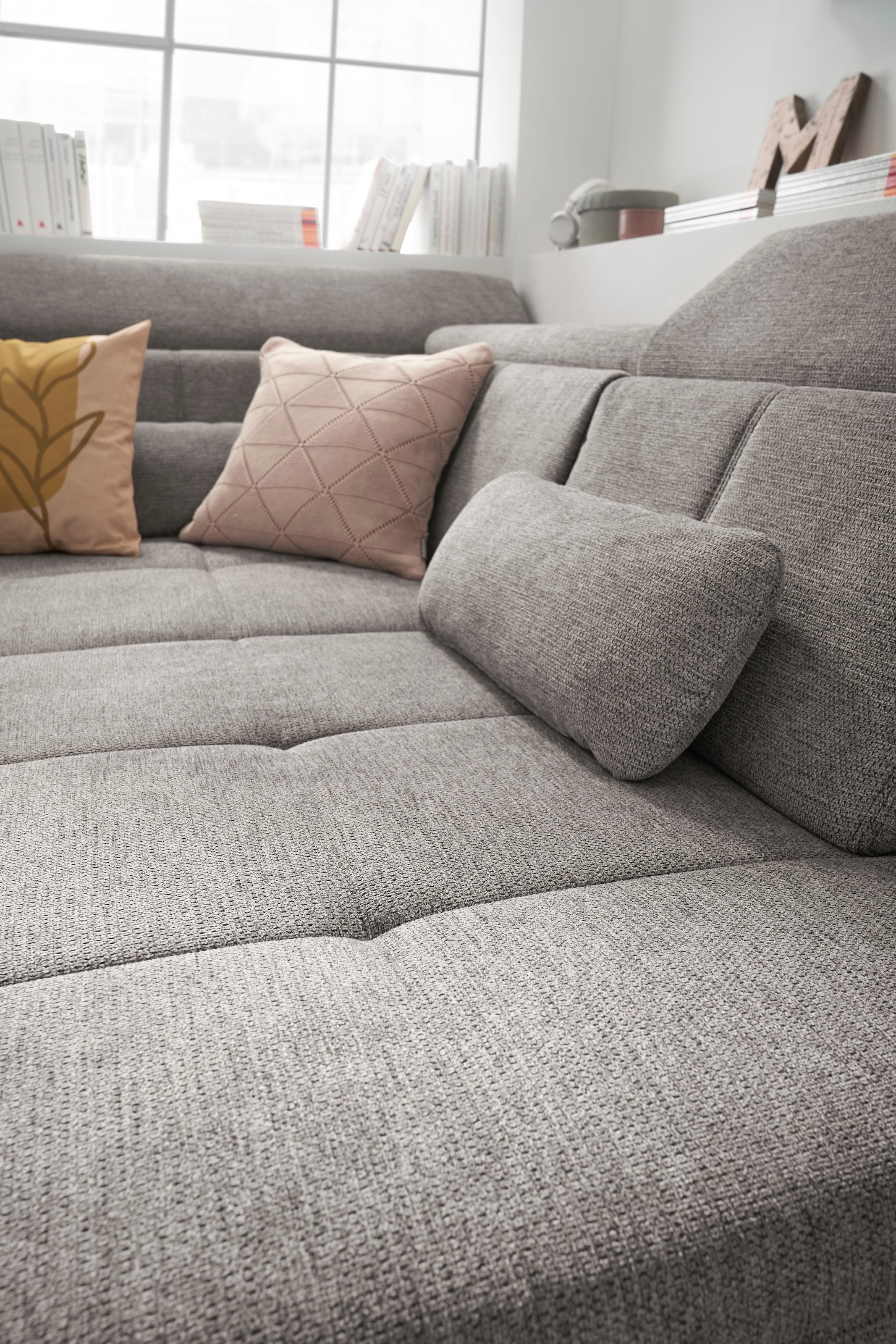 set one by Musterring Ecksofa Kaltschaumpolsterung, Flachgewebe, whlw. mit Funktionen, Sitzhöhe 49