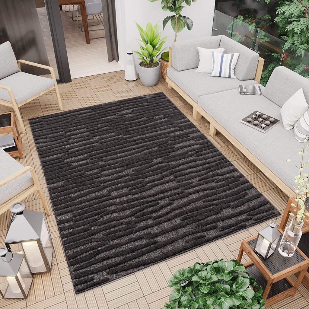 Carpet City Teppich »In-& Outdoorteppich Küche, Wetterfest Flur & Santorini Terrasse, 3D-Effekt, Balkon, kaufen UV-beständig 58394, Streifen«, online für rechteckig
