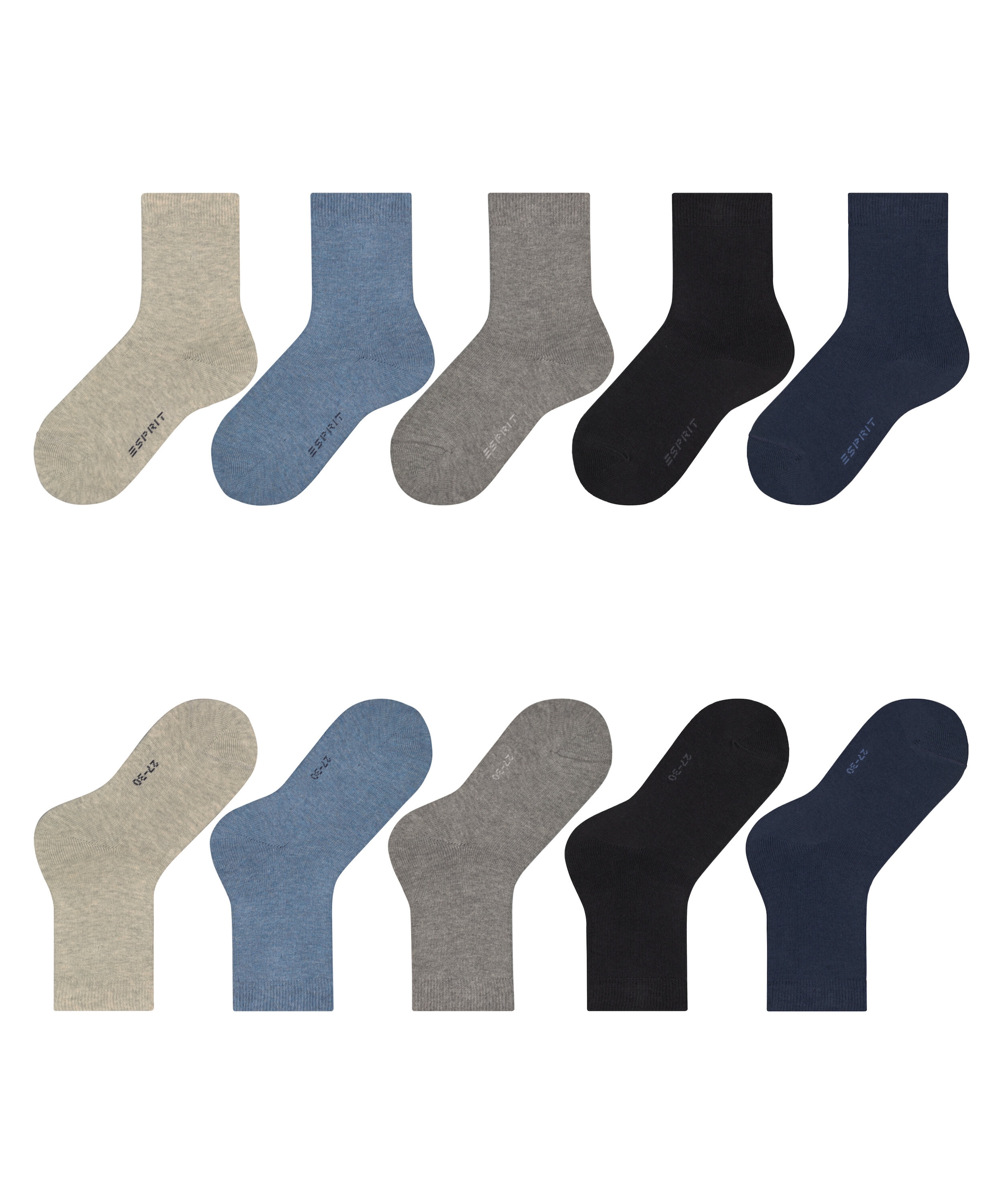 Esprit Socken »Solid Mix« 5 Paar,  uni Socken, Basic Vorteilspack, geripptes Bündchen
